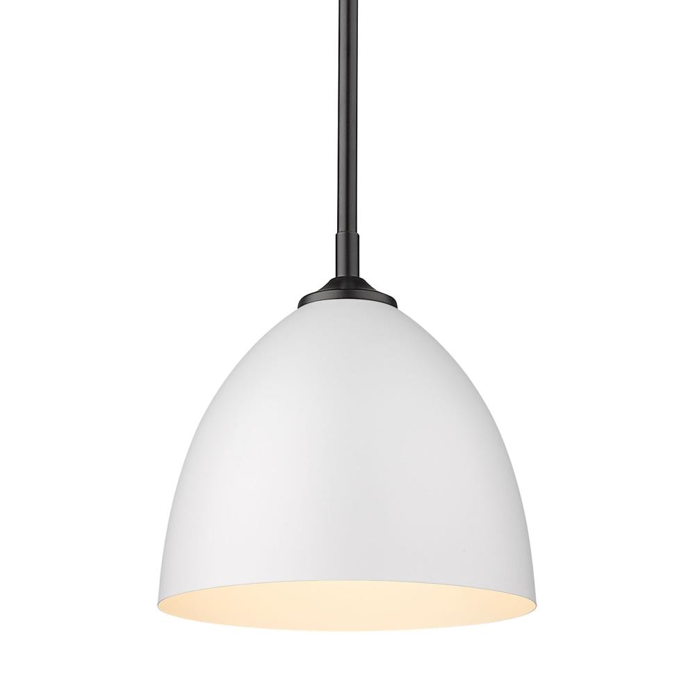 Golden Lighting 6956-S BLK-WHT Zoey Matte Black Modern/contemporary Dome Mini Hanging Pendant light