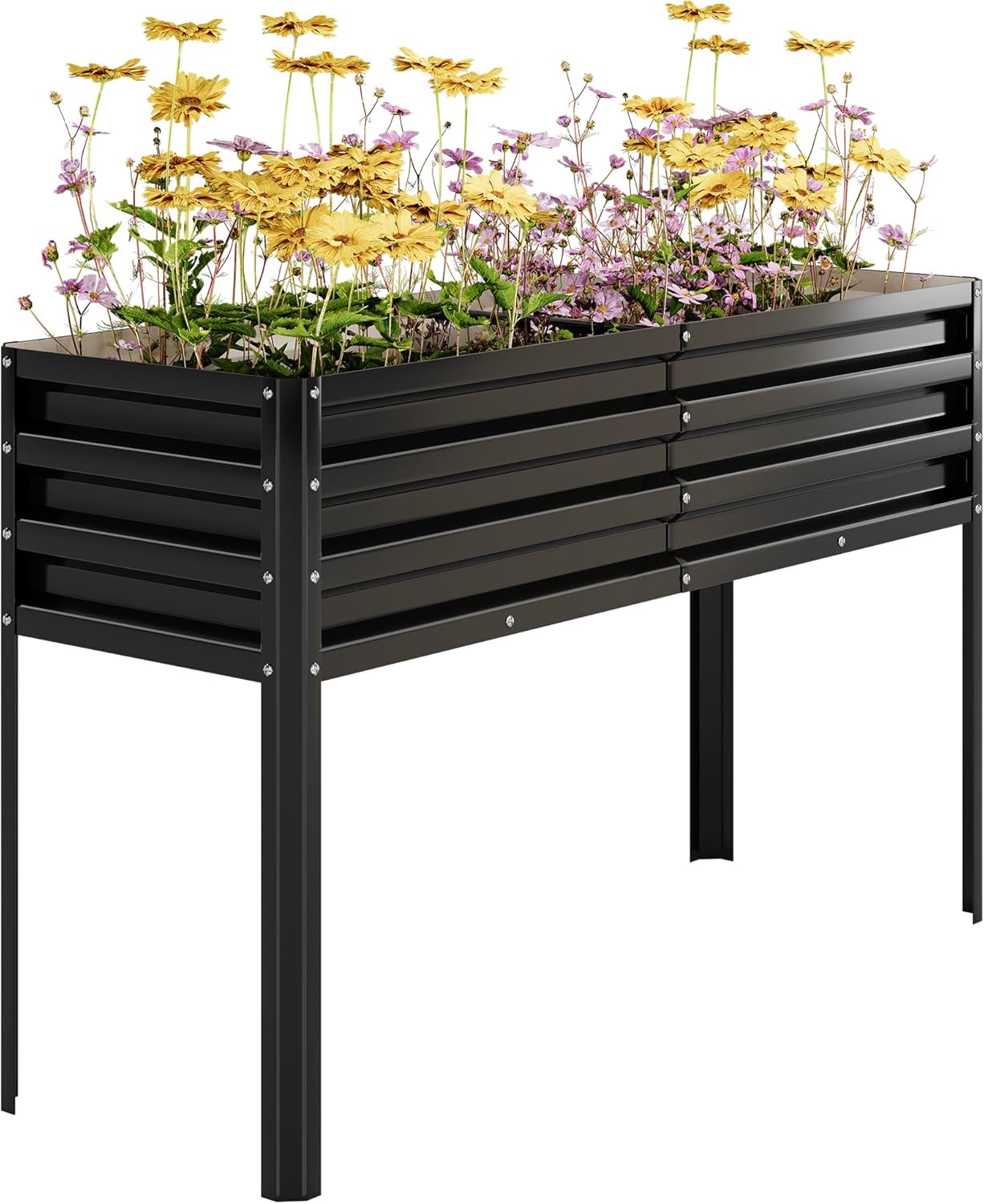 Qeetex LMY-PPG-336ESJBD Tall Elevated Square Planter Box for Vegetables/Herbs（Black）