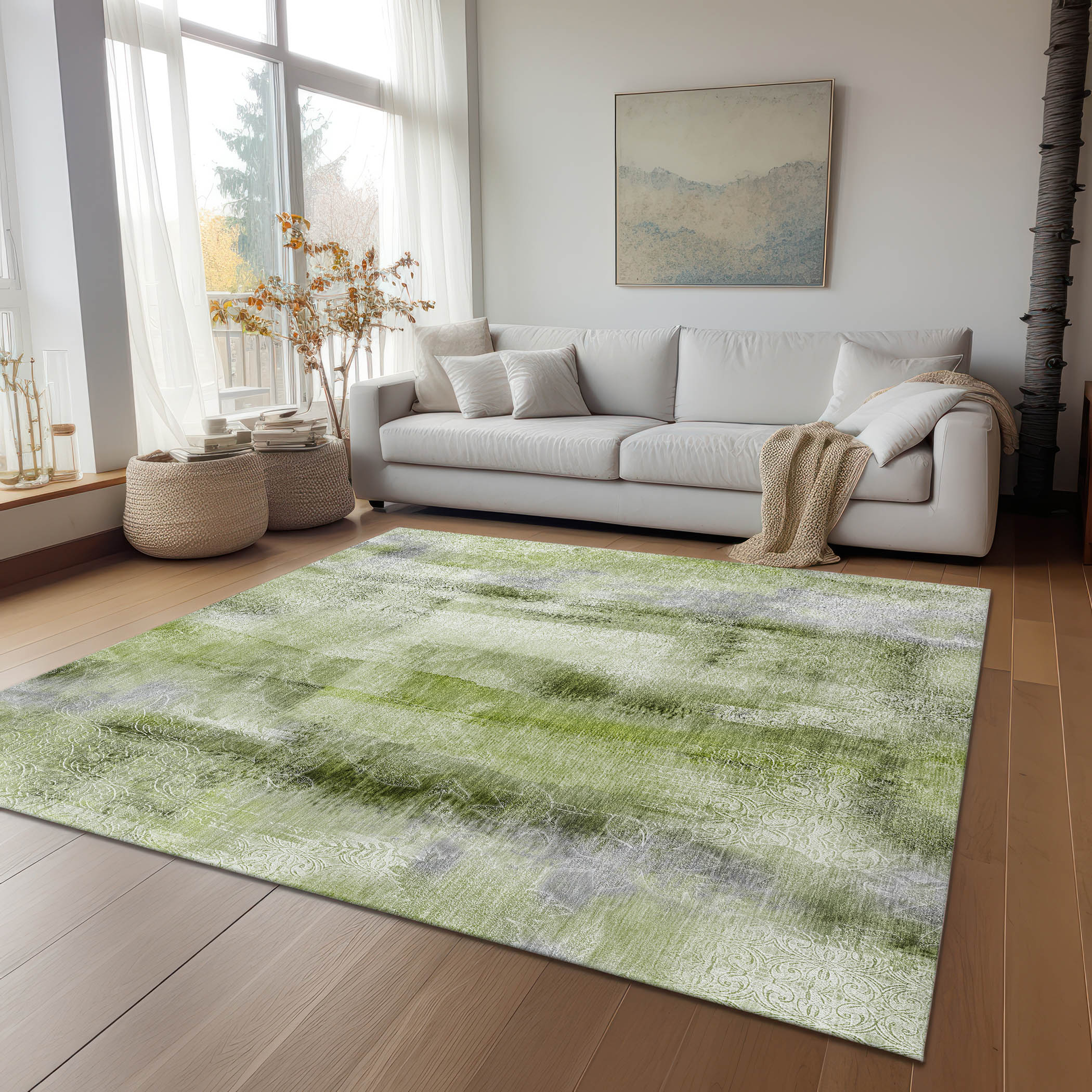 Addison Rugs Chantille 5 X 7 (ft) Sage Indoor/Outdoor Abstract Machine ...