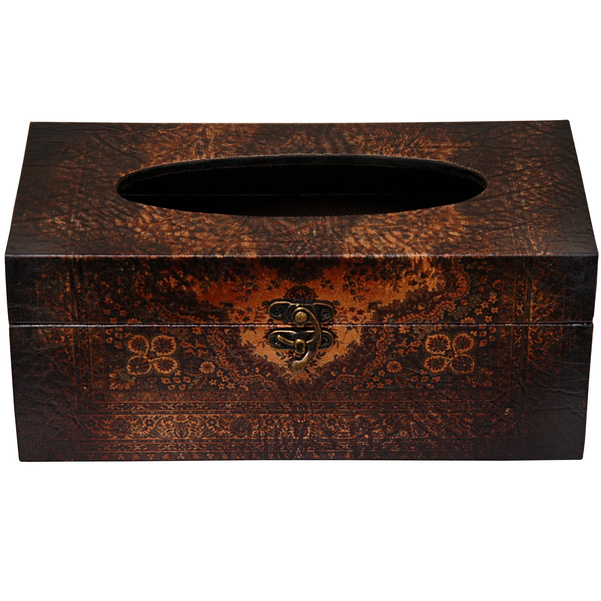 Red Lantern LT-TISSUE Oriental Furniture Brown Wood Facial tissue holder