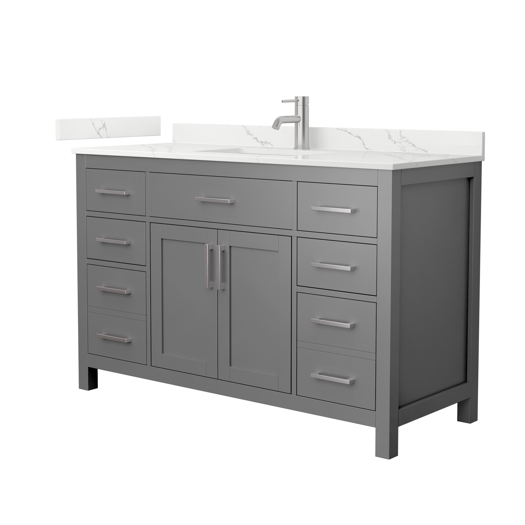 Wyndham Collection WCG242454SKGGTUNSMXX Beckett 54-in Dark Gray with Brushed Nickel Trim Undermount Single Sink Bathroom Vanity with Giotto Quartz Quartz Top