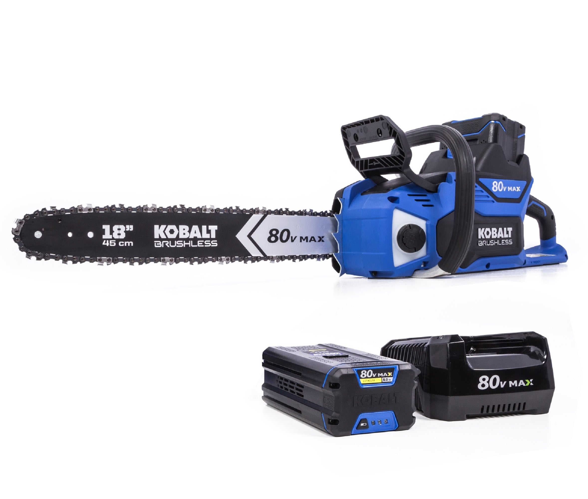 80-volt 18-in Brushless Battery 5 Ah Chainsaw (Battery and Charger Included) | - Kobalt KCS 4080-06