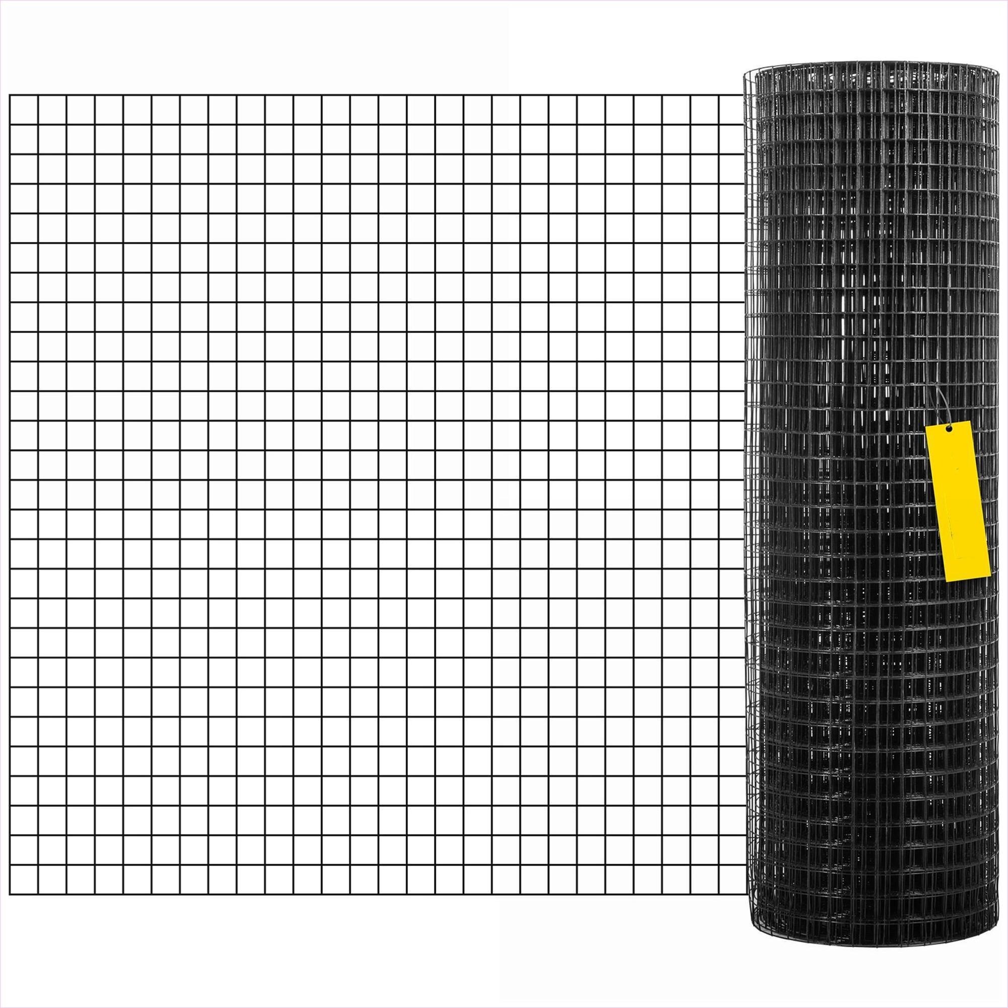 Watnature  24 times 100 1times1 Mesh 16 Gauge Matte Black Hardware Cloth Vinyl Coated Galvanized Wire Fencing with Plier and Gloves for Garden Pet Enclosures