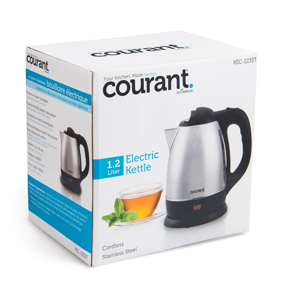 Courant Cordless 1.2L Electric Kettle Stainless Steel, Great for tea coffee  and all your hot water needs