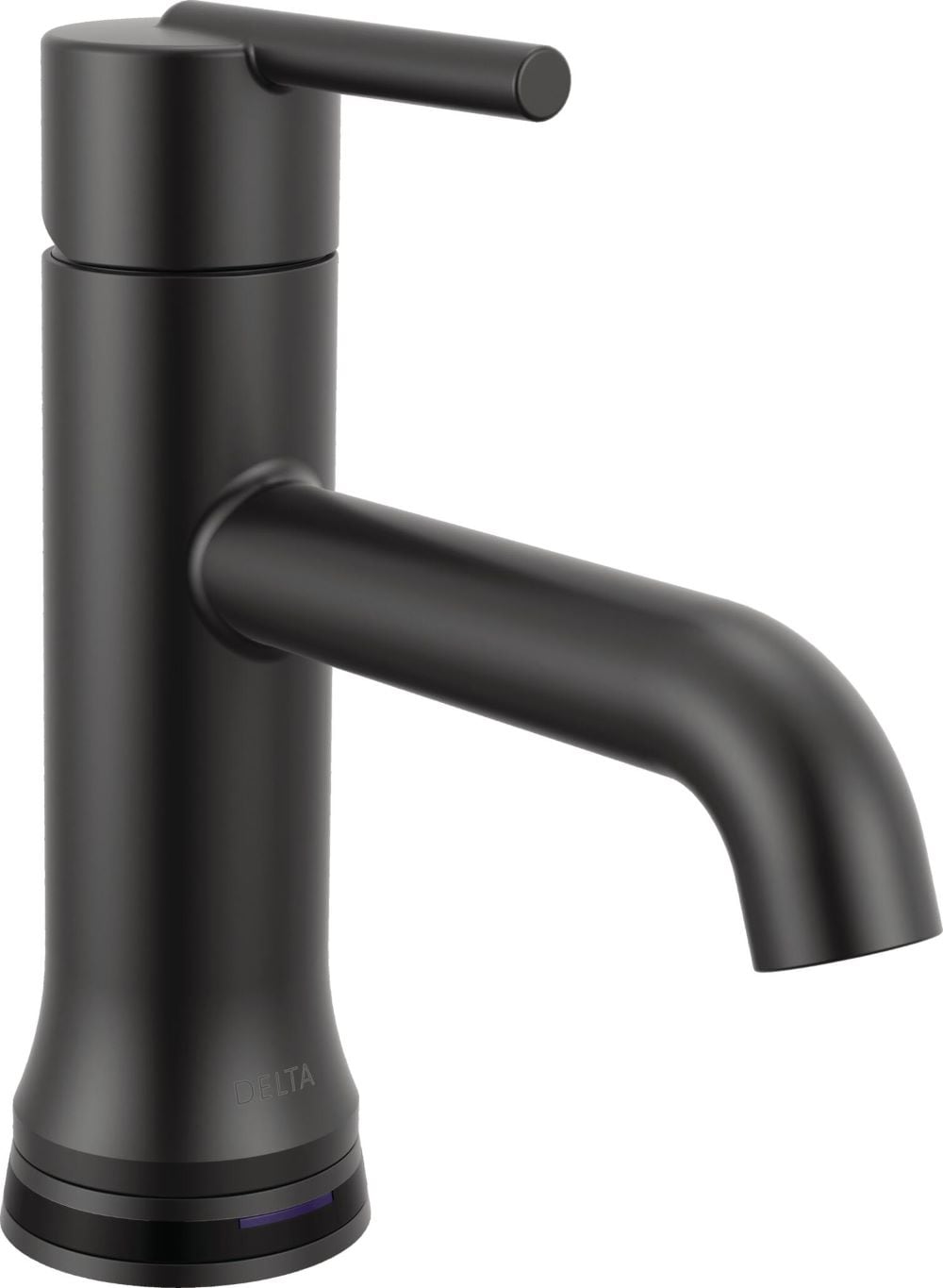 Delta 559TLF-BLMPU Trinsic Matte Black Single hole 1-handle WaterSense Mid-arc Commercial/Residential Handle Bathroom Sink Faucet with Drain with Deck Plate