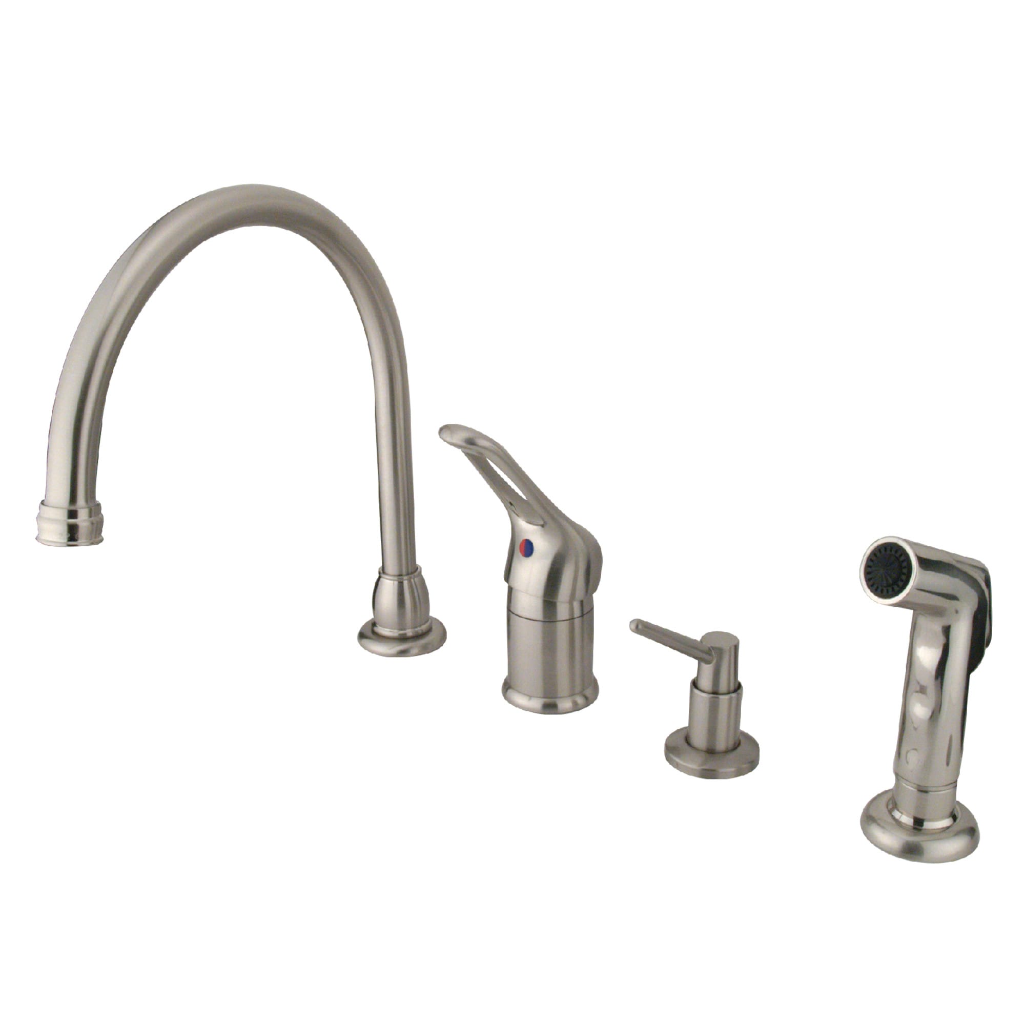 Elements of Design EB818K8 Satin nickel Single Handle Deck-mount Kitchen Faucet (Soap Dispenser Included) ( Side Sprayer Included )
