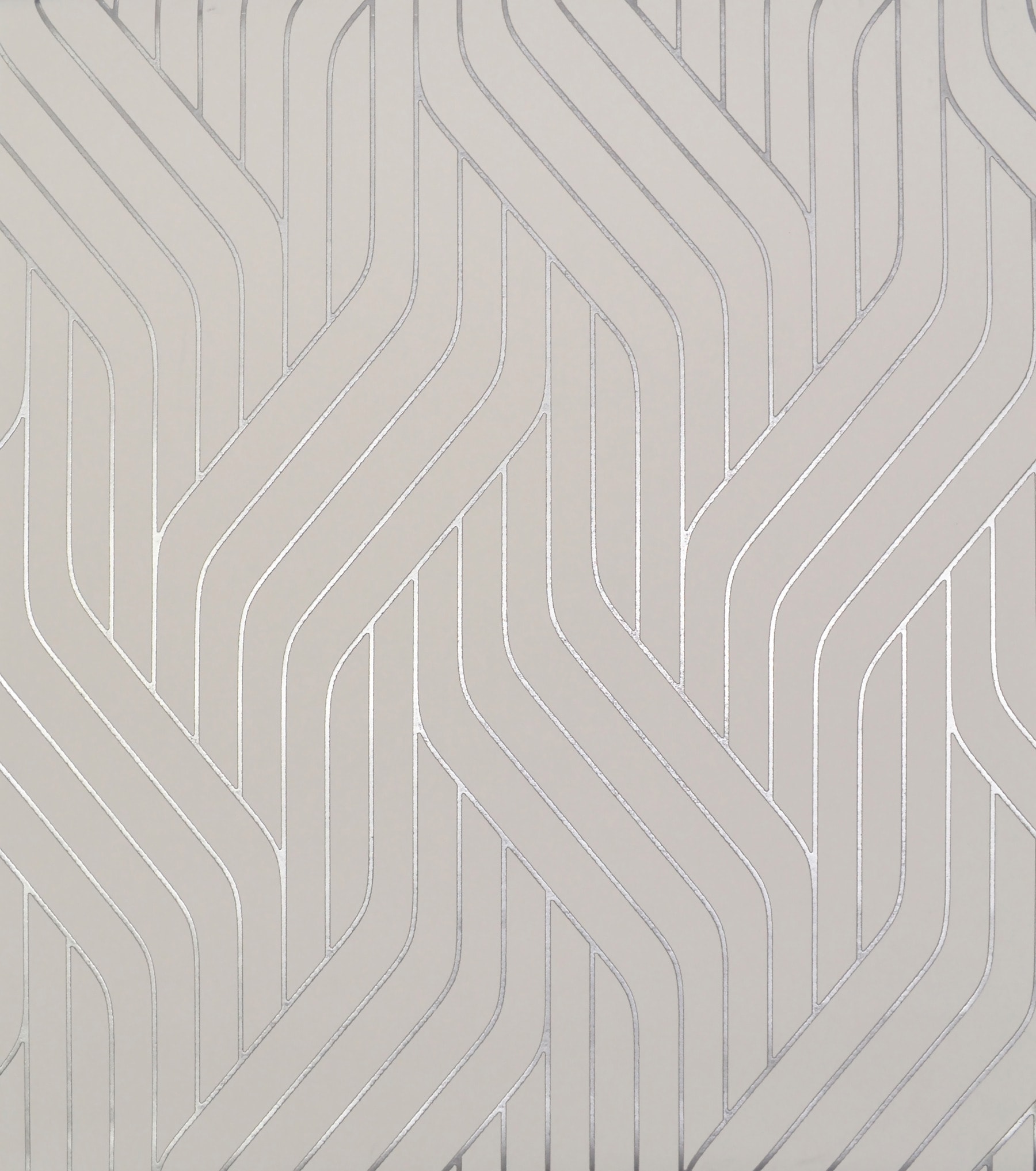 White and Silver Geometric Nonwoven Wallpaper Roll