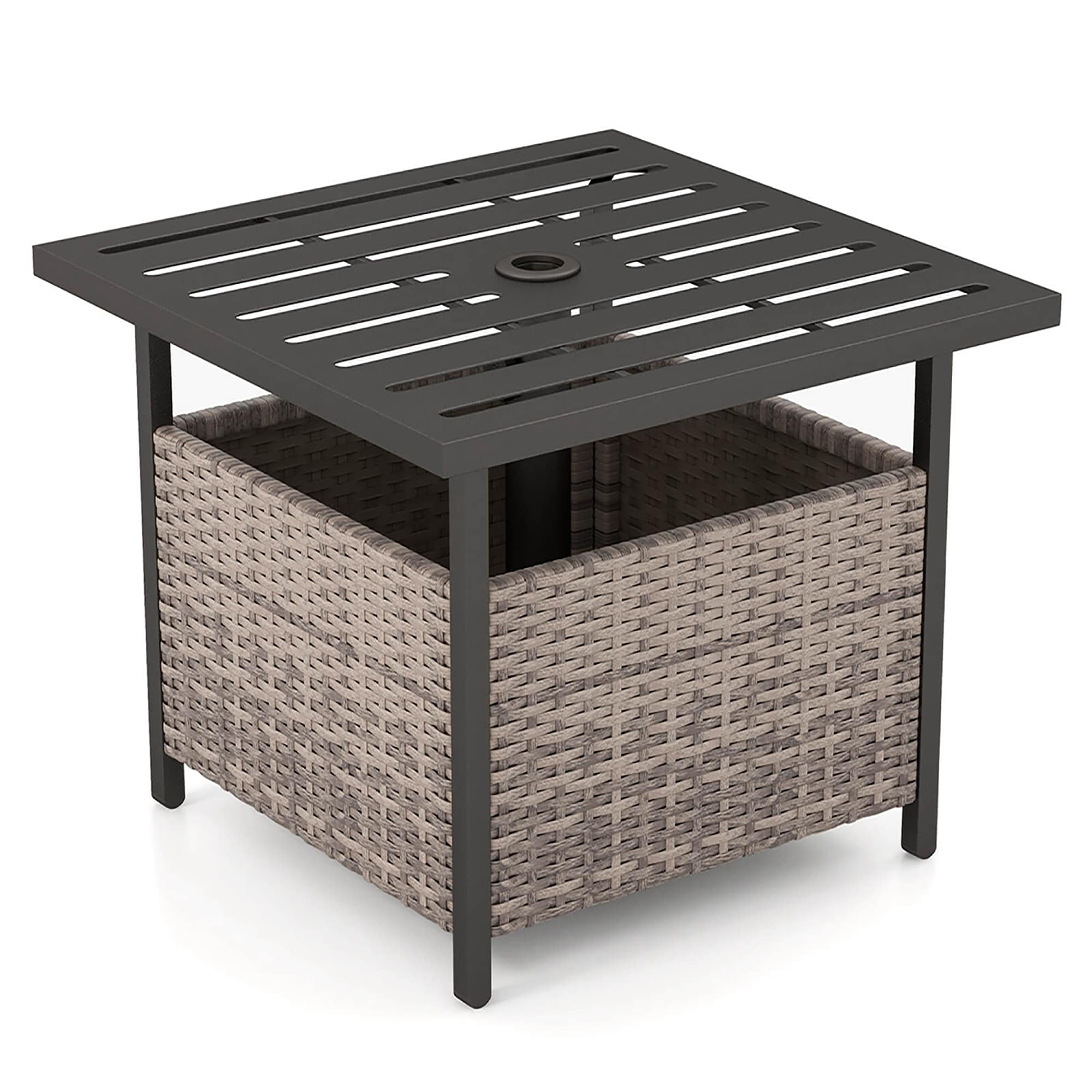 Costway HCST03569 Square Outdoor End 22-in W x 22-in L with Umbrella Hole