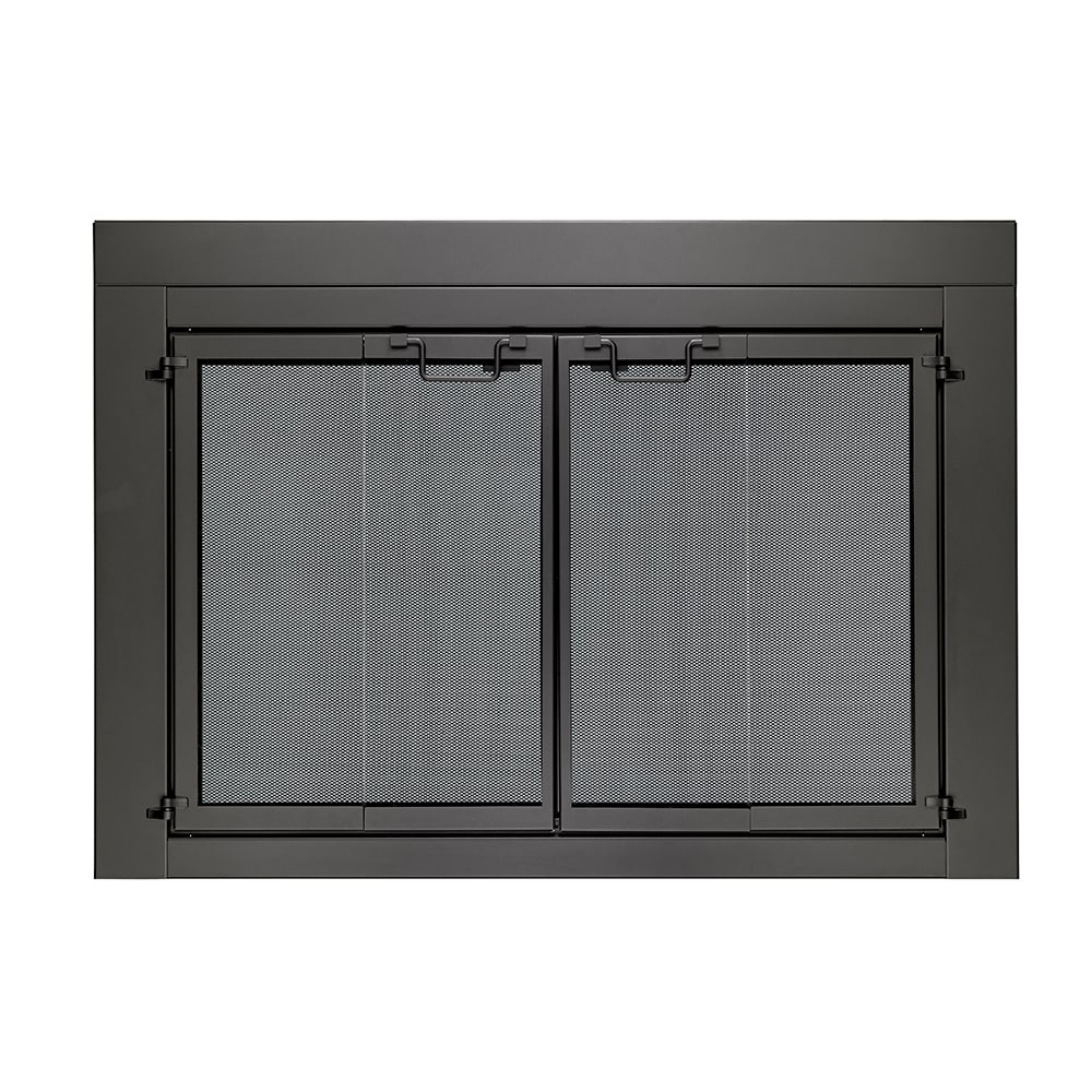Stamford Gunmetal Gray Small Bifold Fireplace Doors with Smoke Tempered Glass | - allen + roth FPDS602SLV