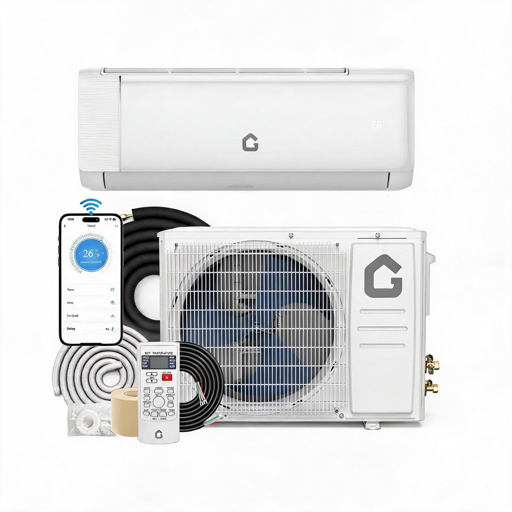 DEXSO 18000 BTU 230V Mini Split Air Conditioner with Heat Pump 21 SEER Up to 1250 Sq. Ft White