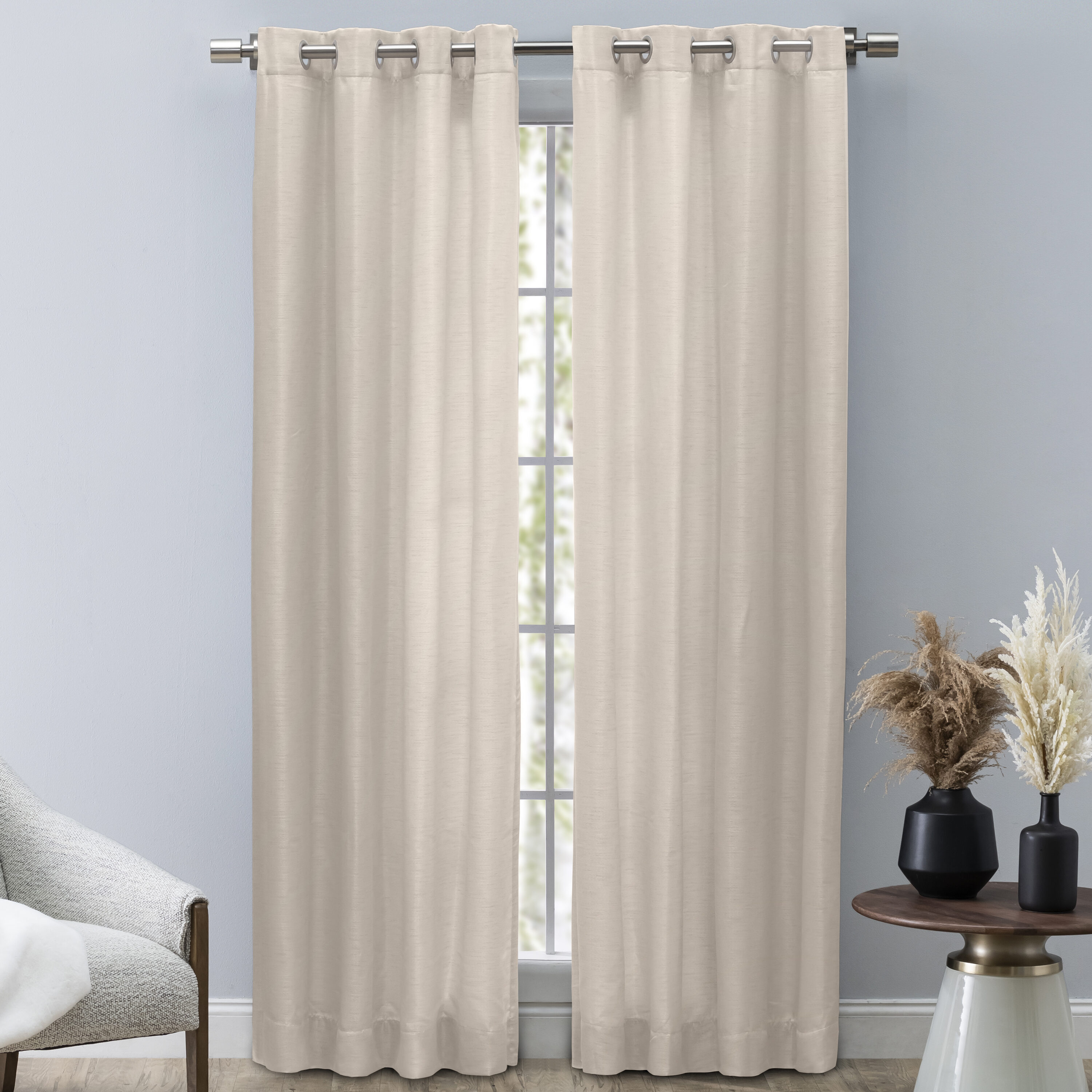 Ricardo Trading 04700-79-096-11 96-Inches Parchment Room darkening Standard lined Grommet Single curtain panel
