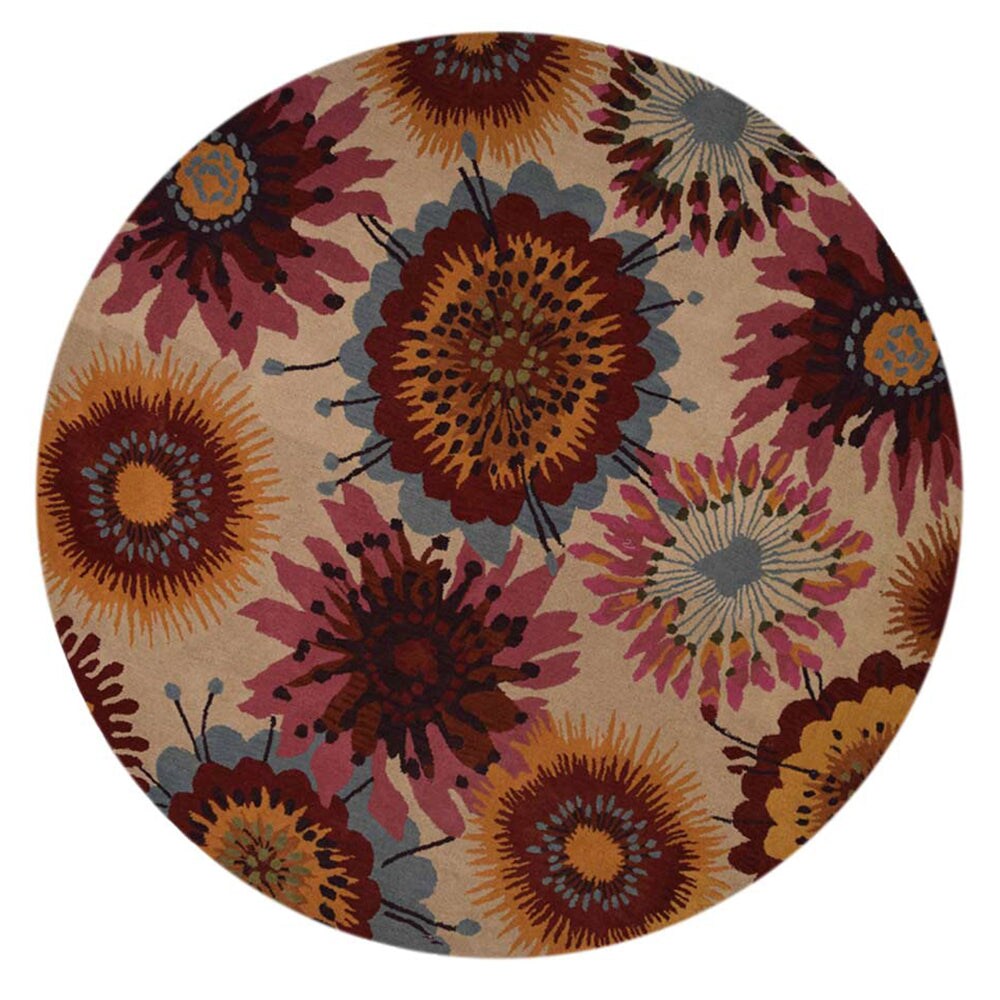 Rugsotic Carpets - HAND TUFTED WOOL ECO-FRIENDLY AREA RUGS - 10'x10' Round Shape Cream Color Fl...