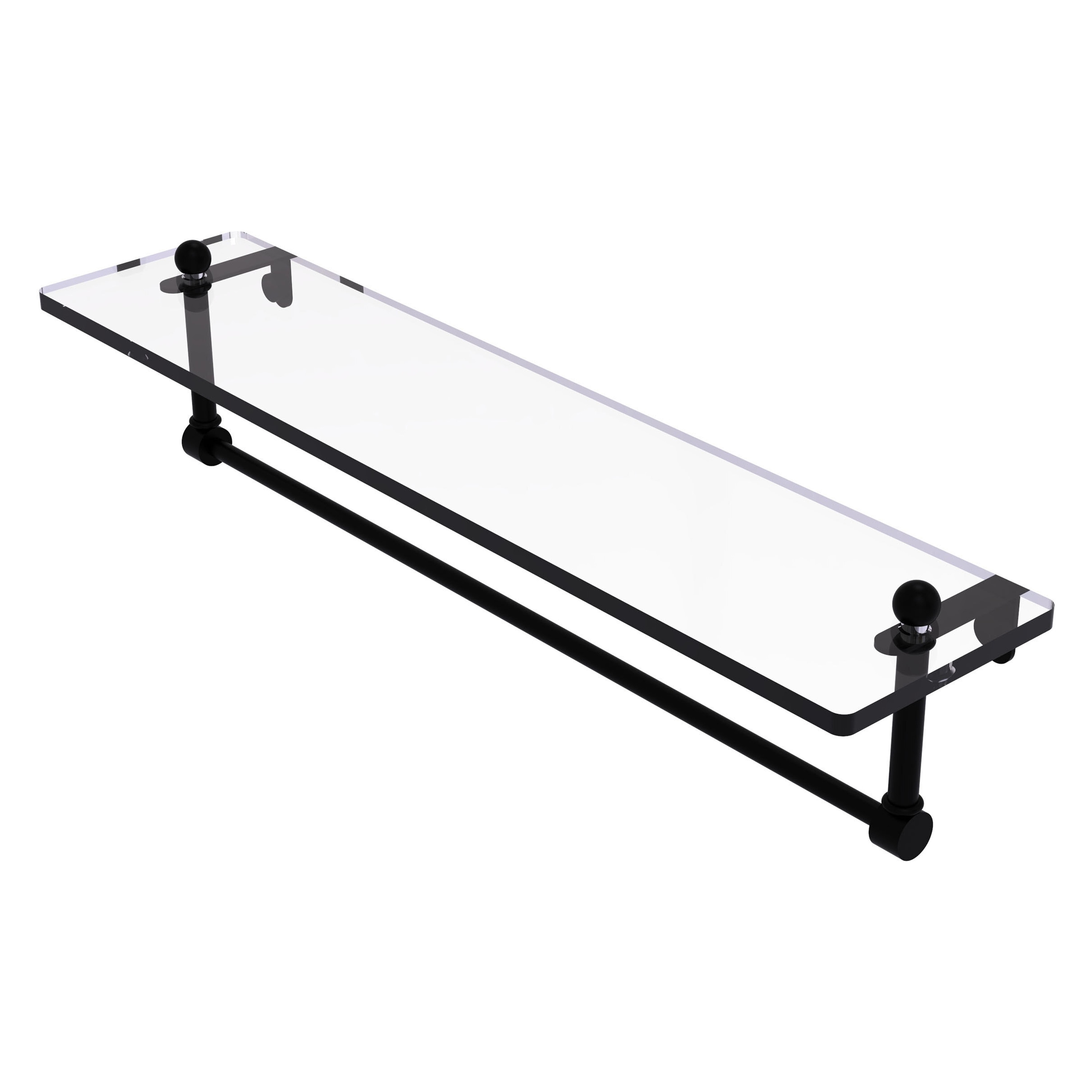Allied Brass PR-1/22TB-BKM Prestige Regal Matte Black 1-Tier Brass Wall Mount Bathroom Shelf