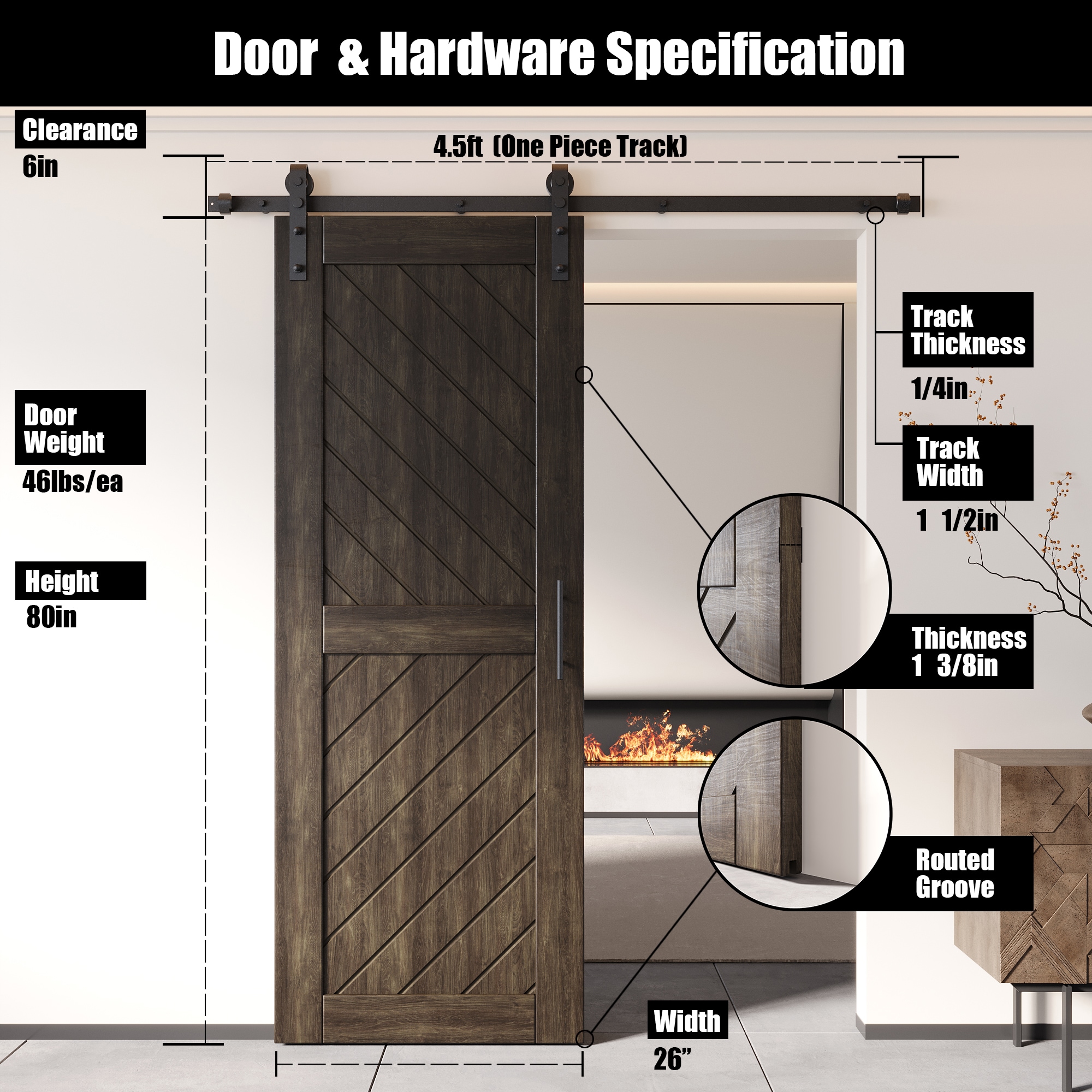 HOMACER YT1H054C-XT4-2680-EB Barn-Doors - View #2