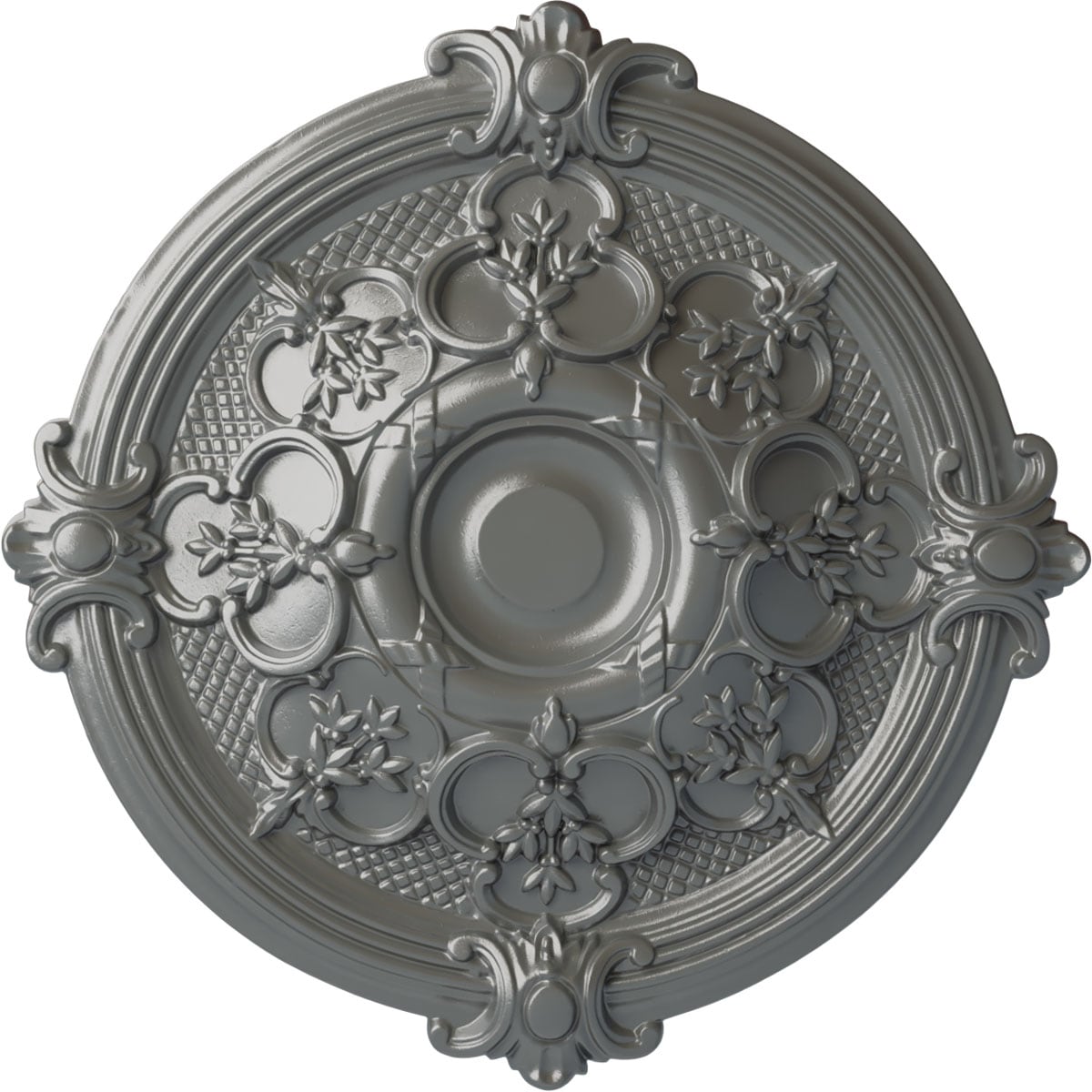 Ekena Millwork CM17HASLS Hamilton 17.375-in W x 17.375-in L Painted Silver Polyurethane Whole Ceiling Medallion