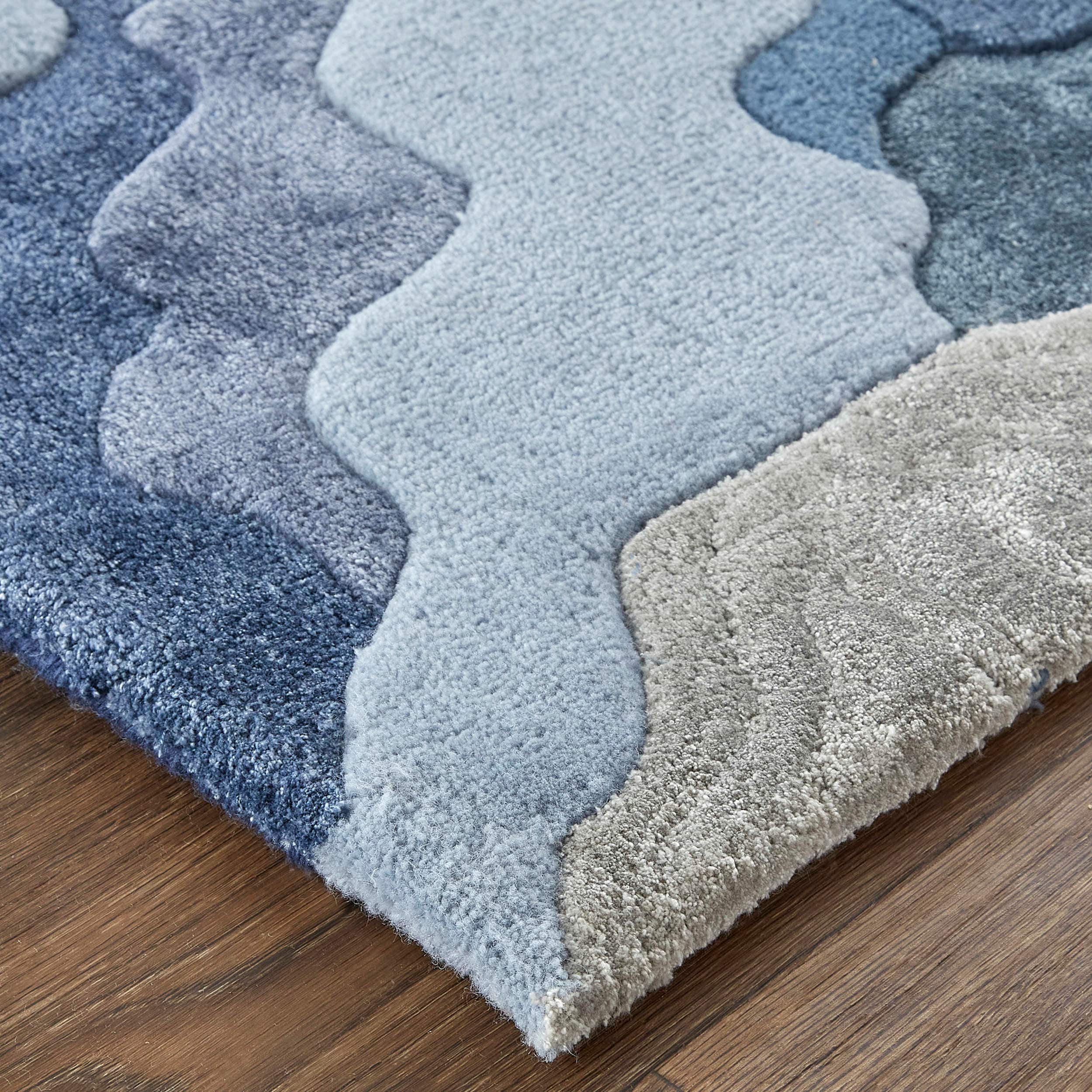 Room Envy SERR8854BLUSLVF00 8 x 10 (ft) Tufted Wool Gray/Blue/Green Rectangular Indoor Abstract Area rug