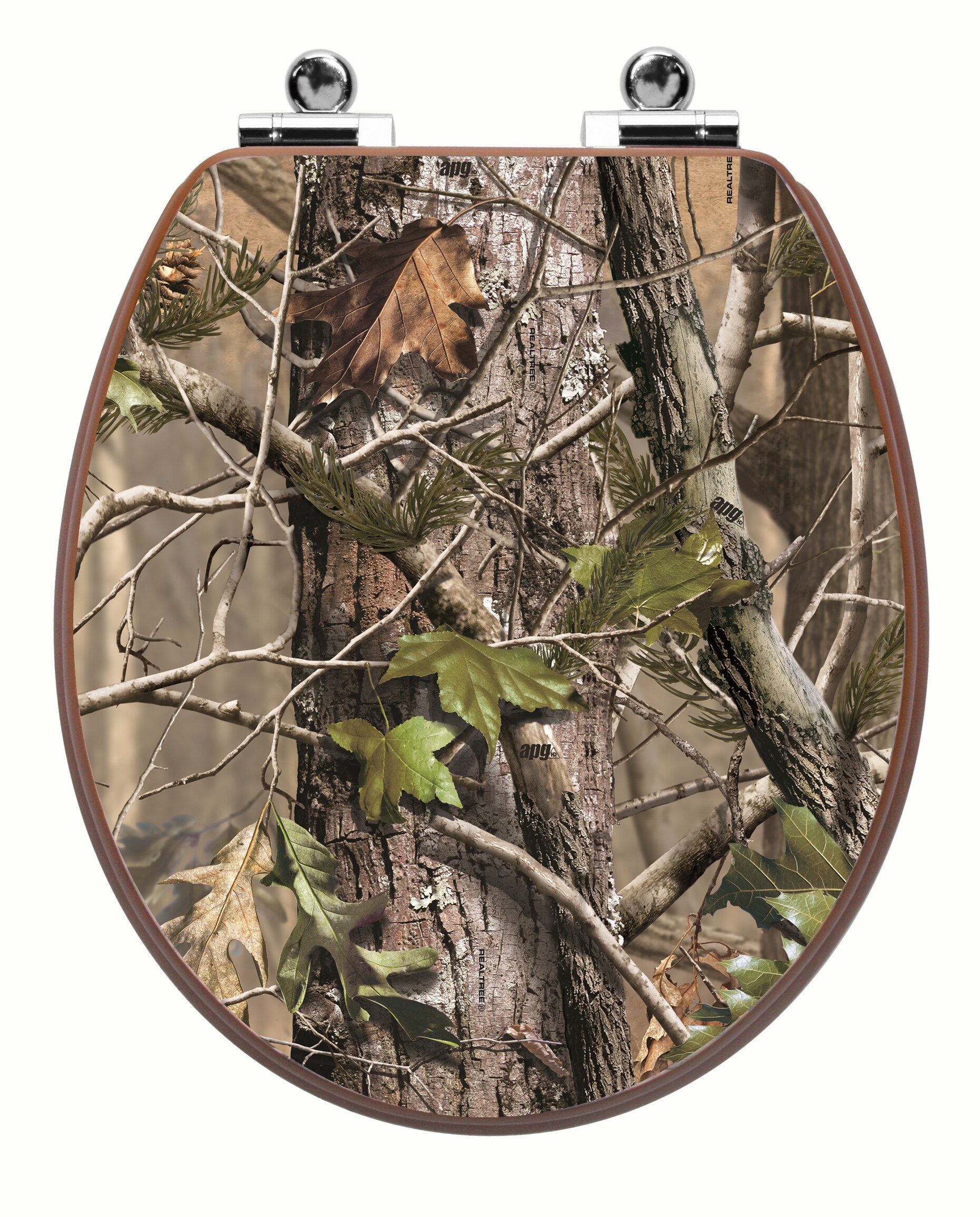 Topseat 6TSPR1001SL999 Upland Series Wood Camouflage Elongated Soft Close Toilet Seat