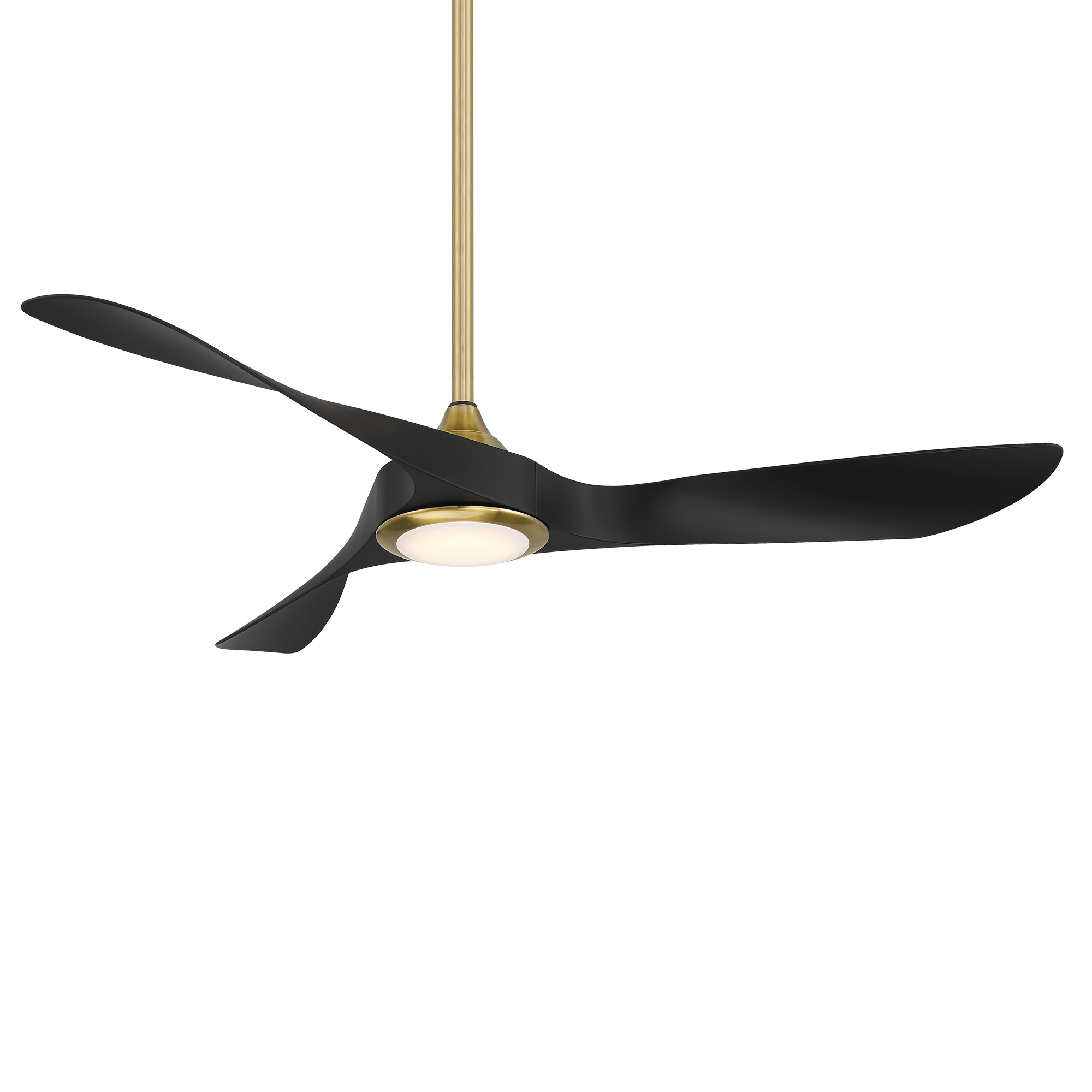 54" Soft Brass and Matte Black Smart Ceiling Fan with LED Light and Remote