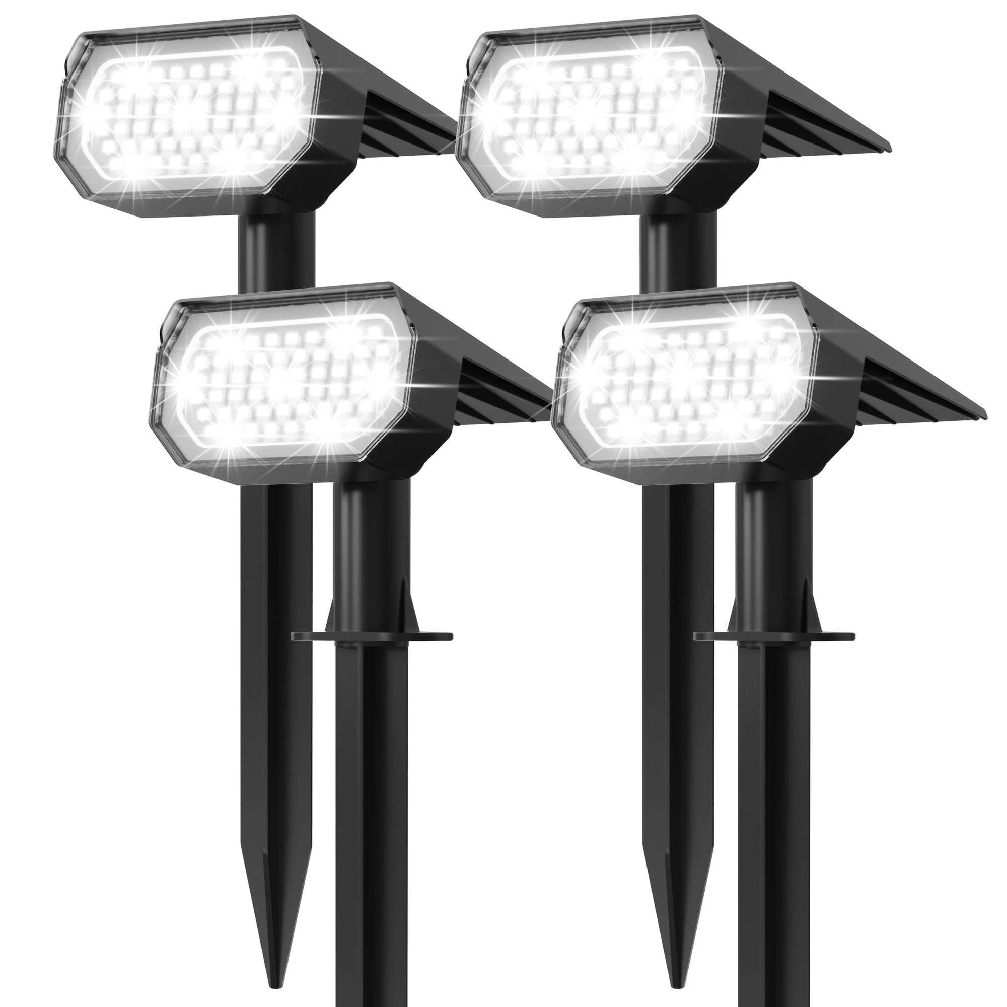 Lukvuzo  Solar Spotlights Outdoor 56 LED Adjustable Brightness 6500K Landscape Lighting IP65 Waterproof for Garden Pathway Yard Flag 4 Pack