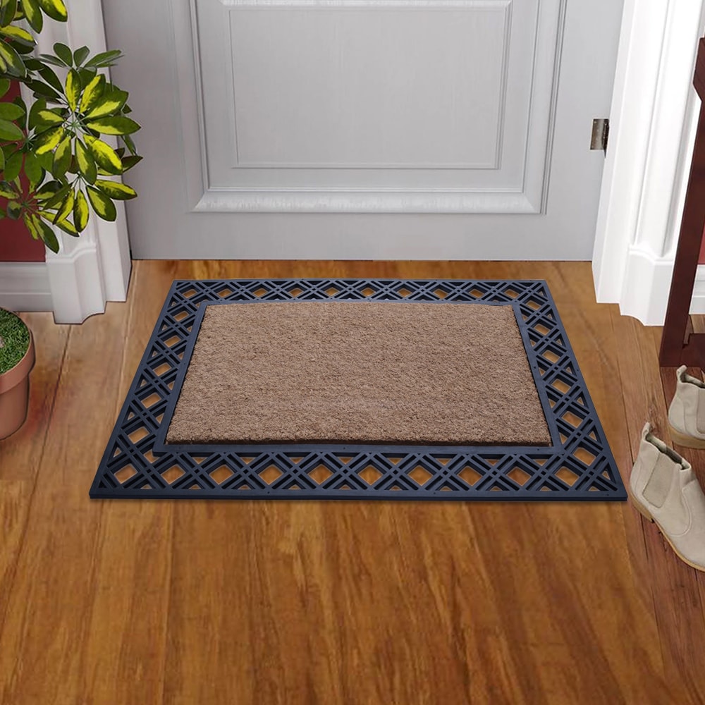 BirdRock Home Classic Welcome Brush Coir Doormat with Black Rubber Bottom -  24 inches x 36 inches