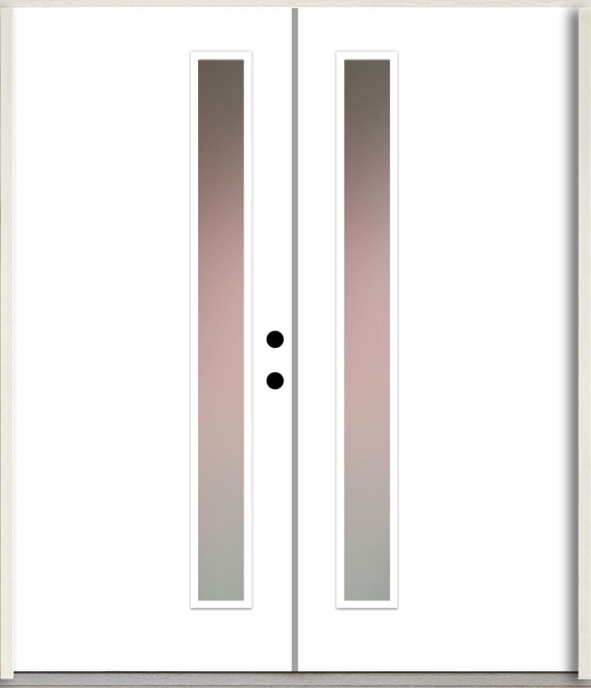 RELIABILT LO1062405 Spotlights 64-in x 80-in x 4-5/8-in Fiberglass 1/4 lite Left-hand inswing Primed Unfinished Prehung Double Front Door Insulating core
