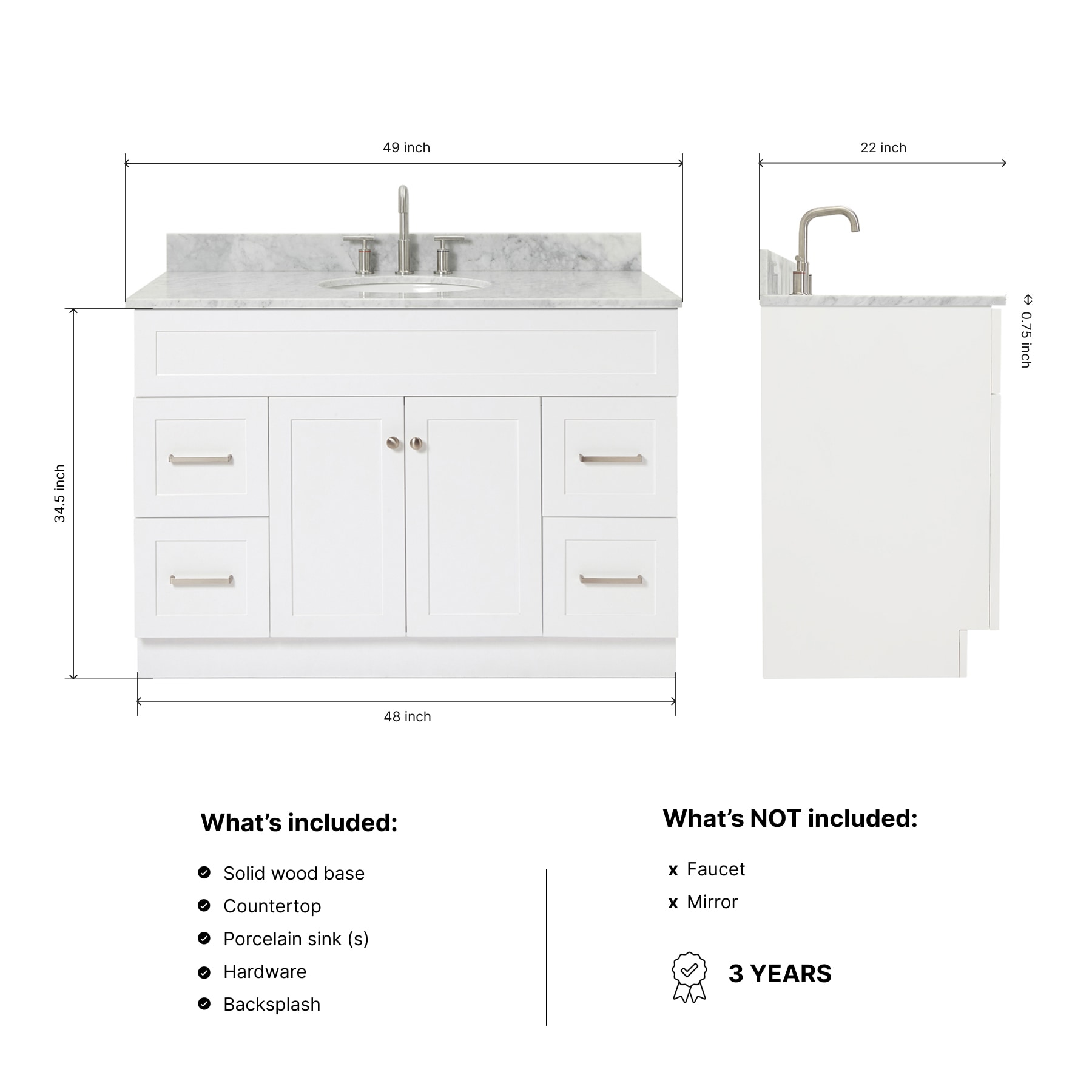 ARIEL F049SCW2OVOWHT Bath-Vanity-Combo - View #4