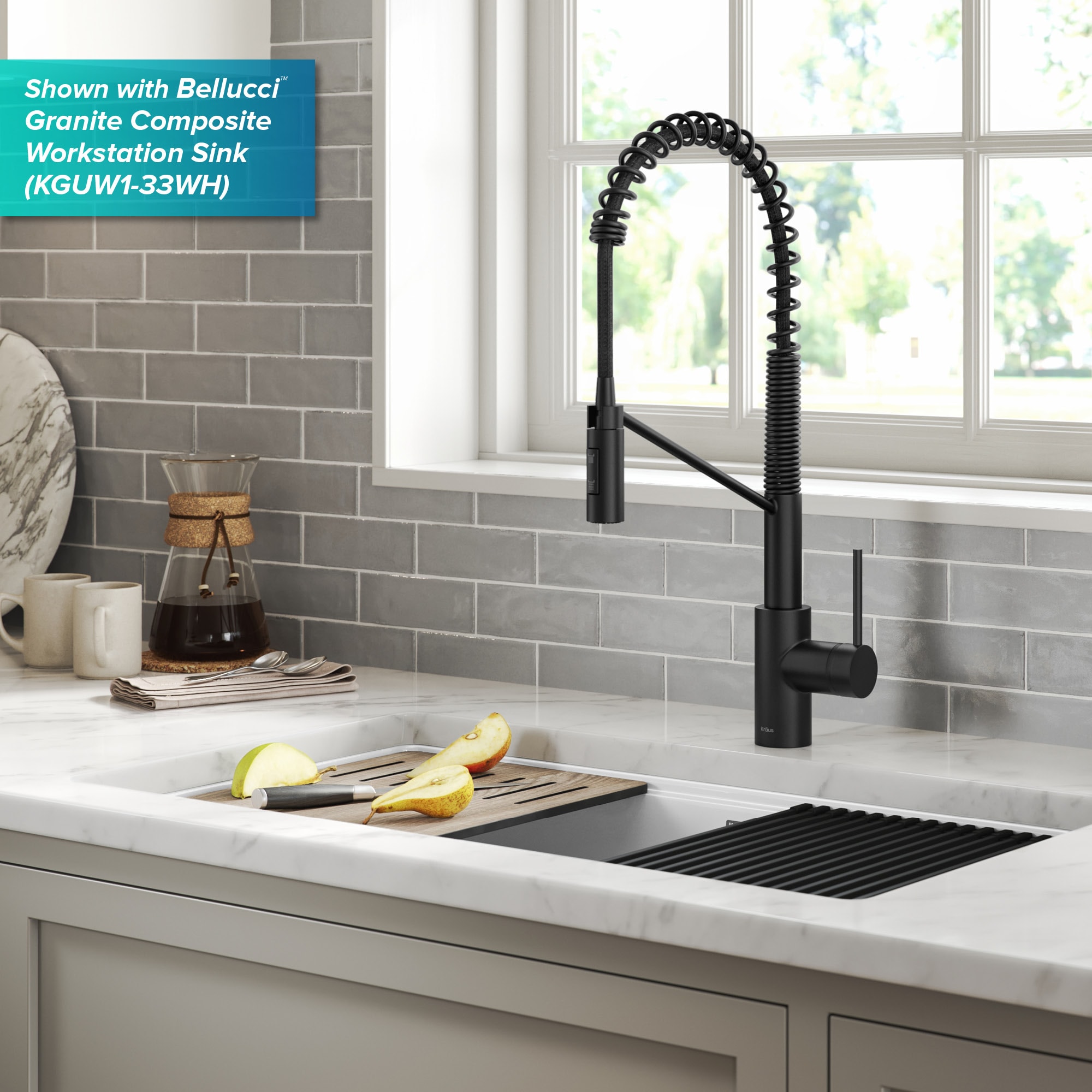 Kraus Oletto Matte Black Single Handle Pull Down Touchless Kitchen Faucet With Deck Plate In The 5749