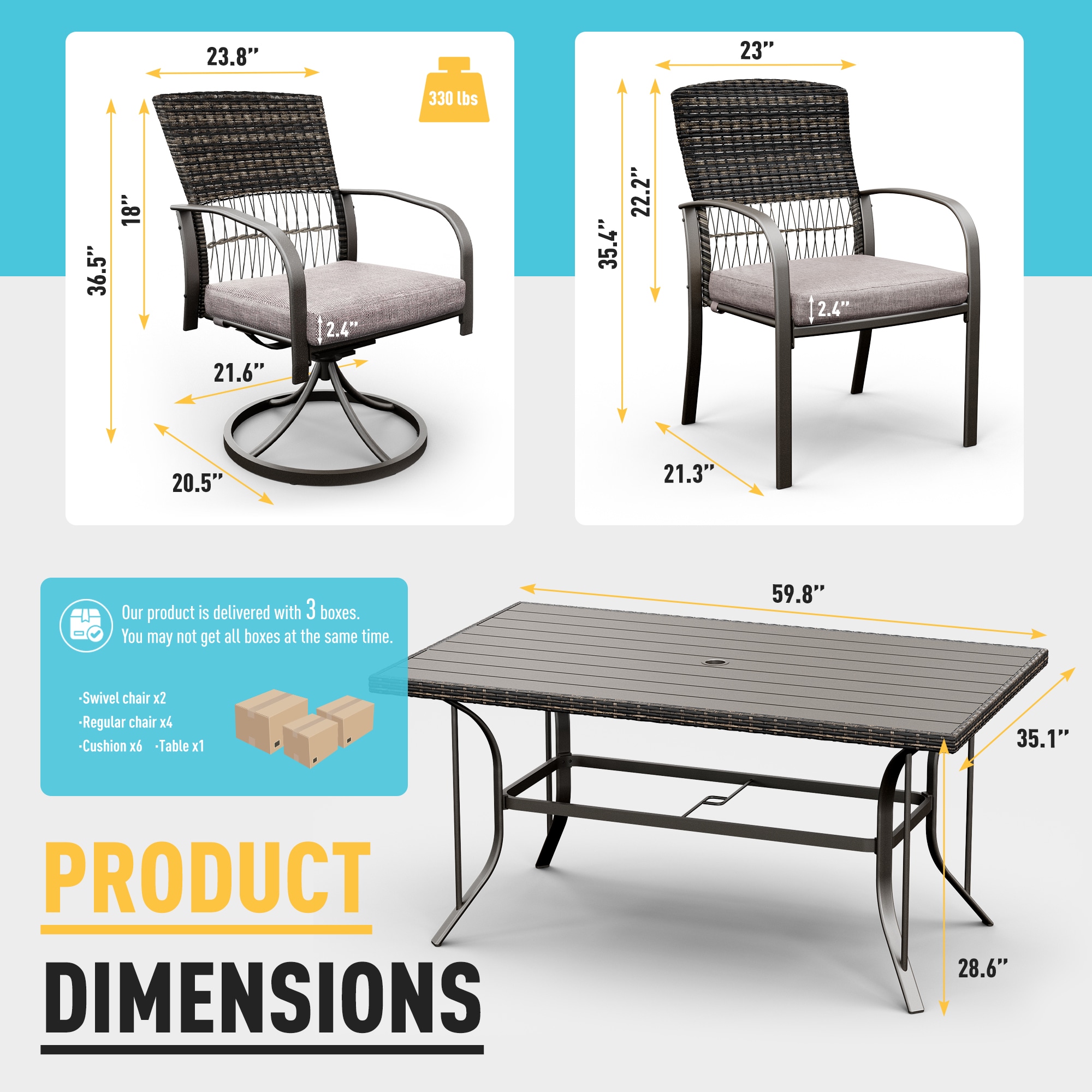 PamaPic TB-CZ-PTZY-7JT-G-WL1 Patio-Dining-Sets - View #8