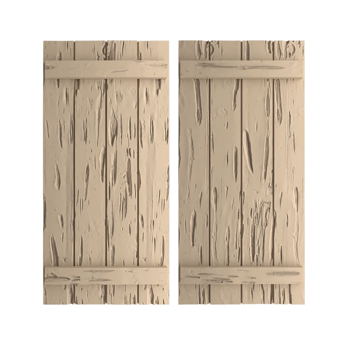 Ekena Millwork SHUBJS22X48PCPR 22-in W x 48-in H Pecky Cypress Paintable/Stainable Board and batten Exterior Shutters ( 2 -Pack )