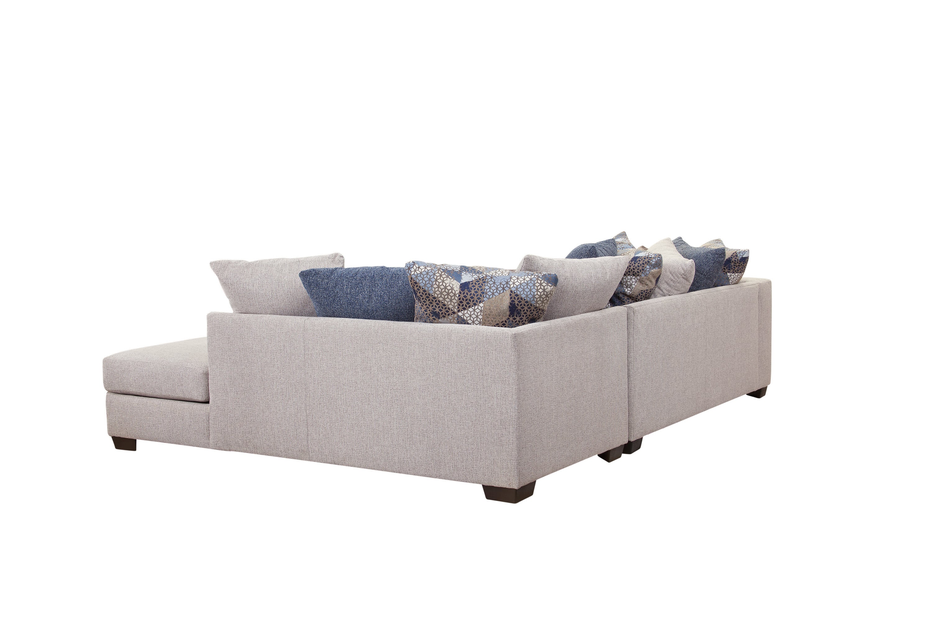 Ivory and Blue Two-Piece Fabric Sectional Sofa with Chaise