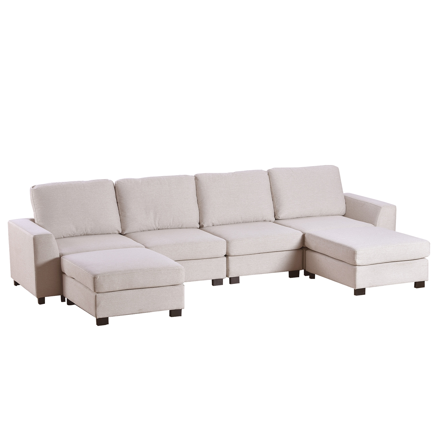 SINOFURN SYA010295GY 129-in Casual Beige 6+ -seater Reclining Sectional