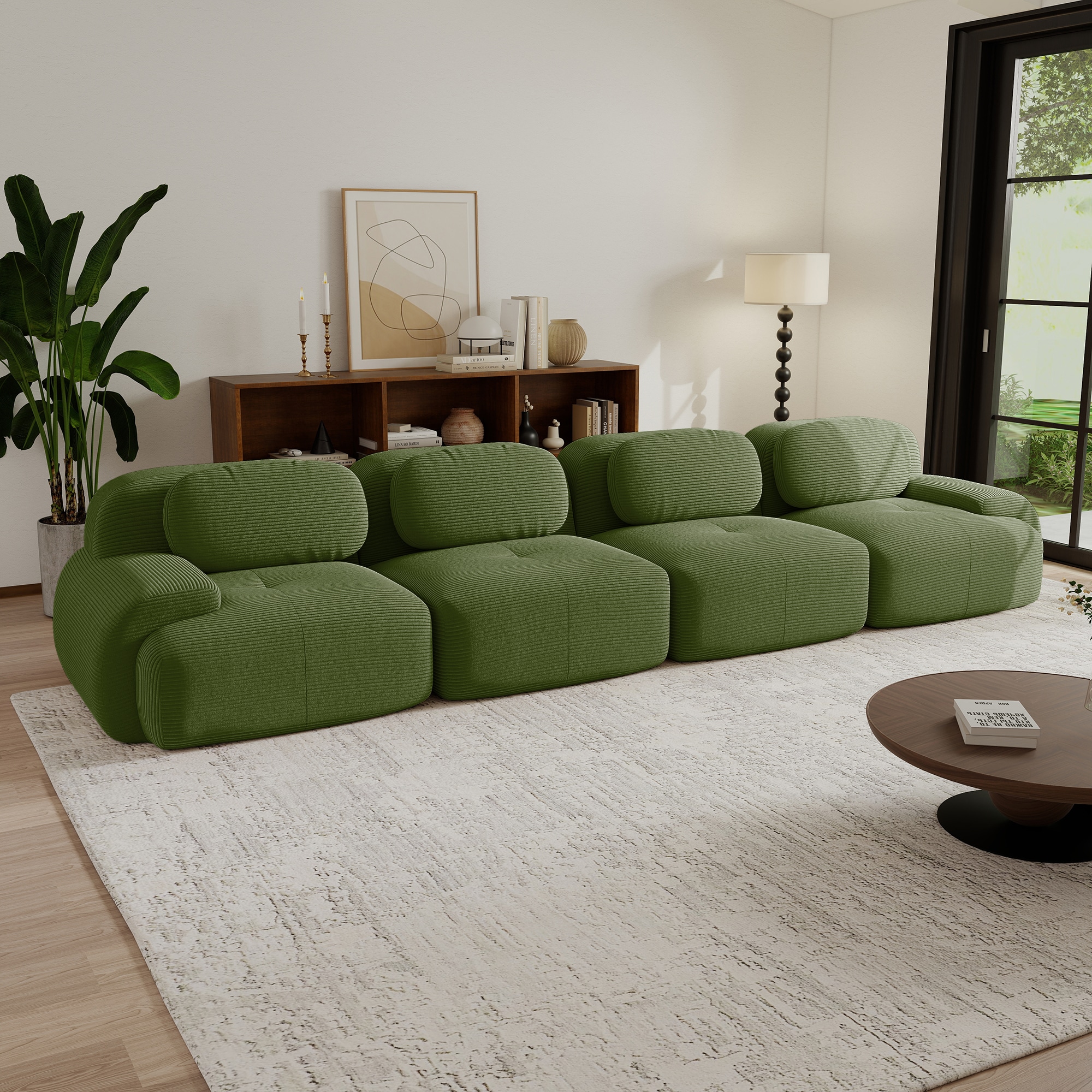 Homy Casa 152.7 in W Velvet Sectional Sofa with Modular Design Plush ...