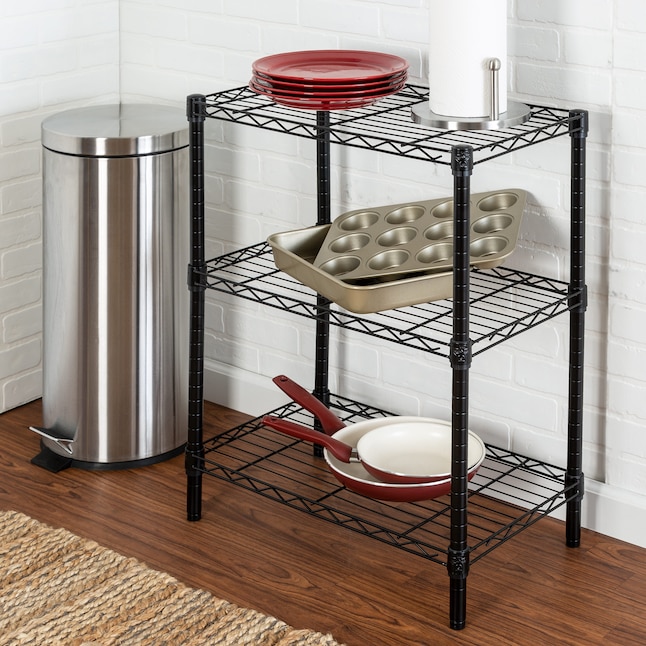 Honey-Can-Do Metal 3-Tier Utility Shelving Unit (14-in W x 24-in D x 30 ...