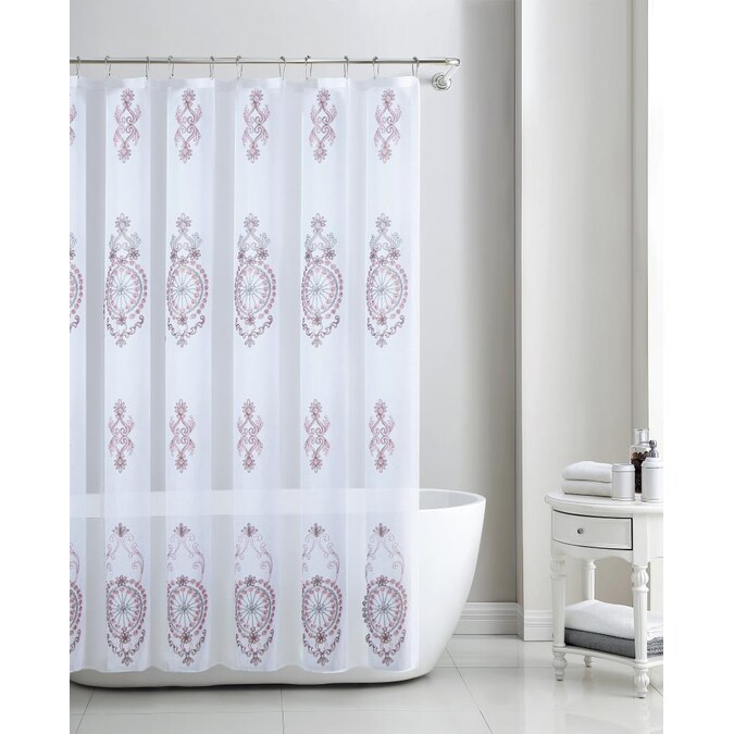 Olivia Gray 72 In Polyester Blush, Pink And Grey Geometric Shower Curtain