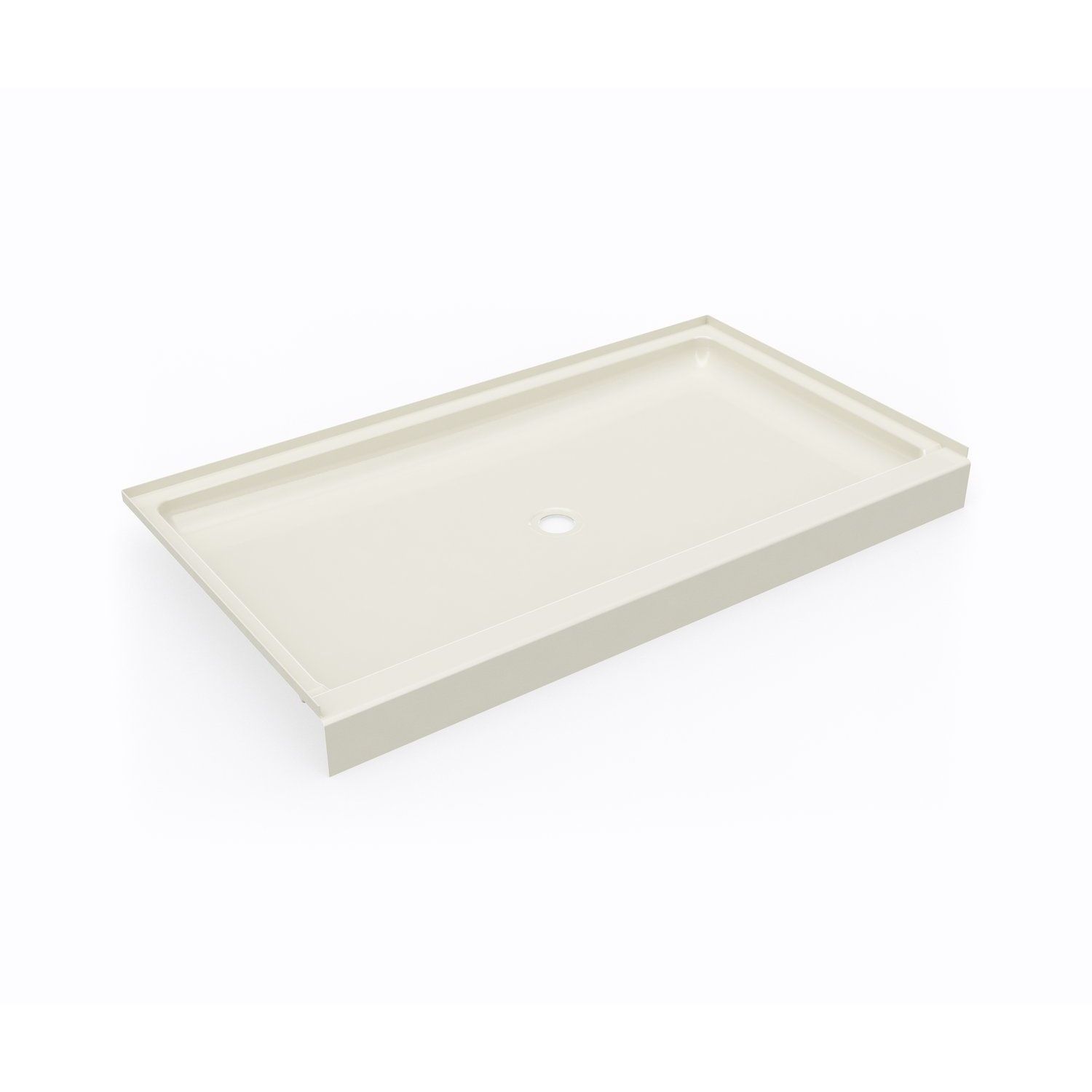 SWAN SF03460MD.037 34-in W x 60-in L x 5.5-in H Bone Neo-angle Shower Pan Base (Center Drain)