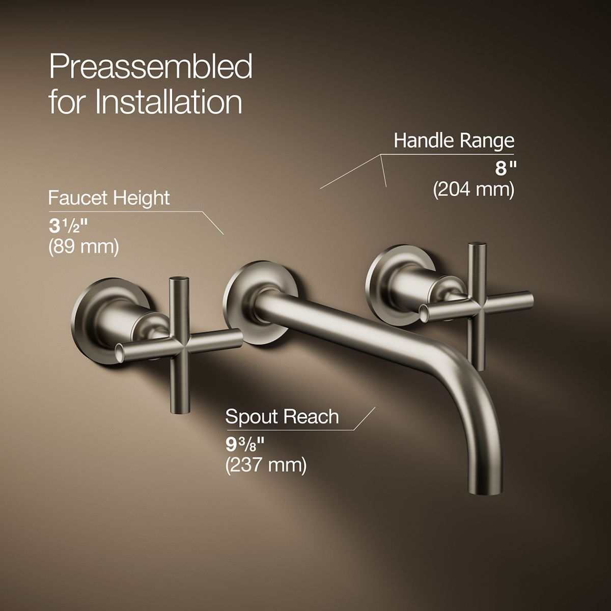 Purist Vibrant Brushed Nickel Double Handle Wall-Mounted Faucet