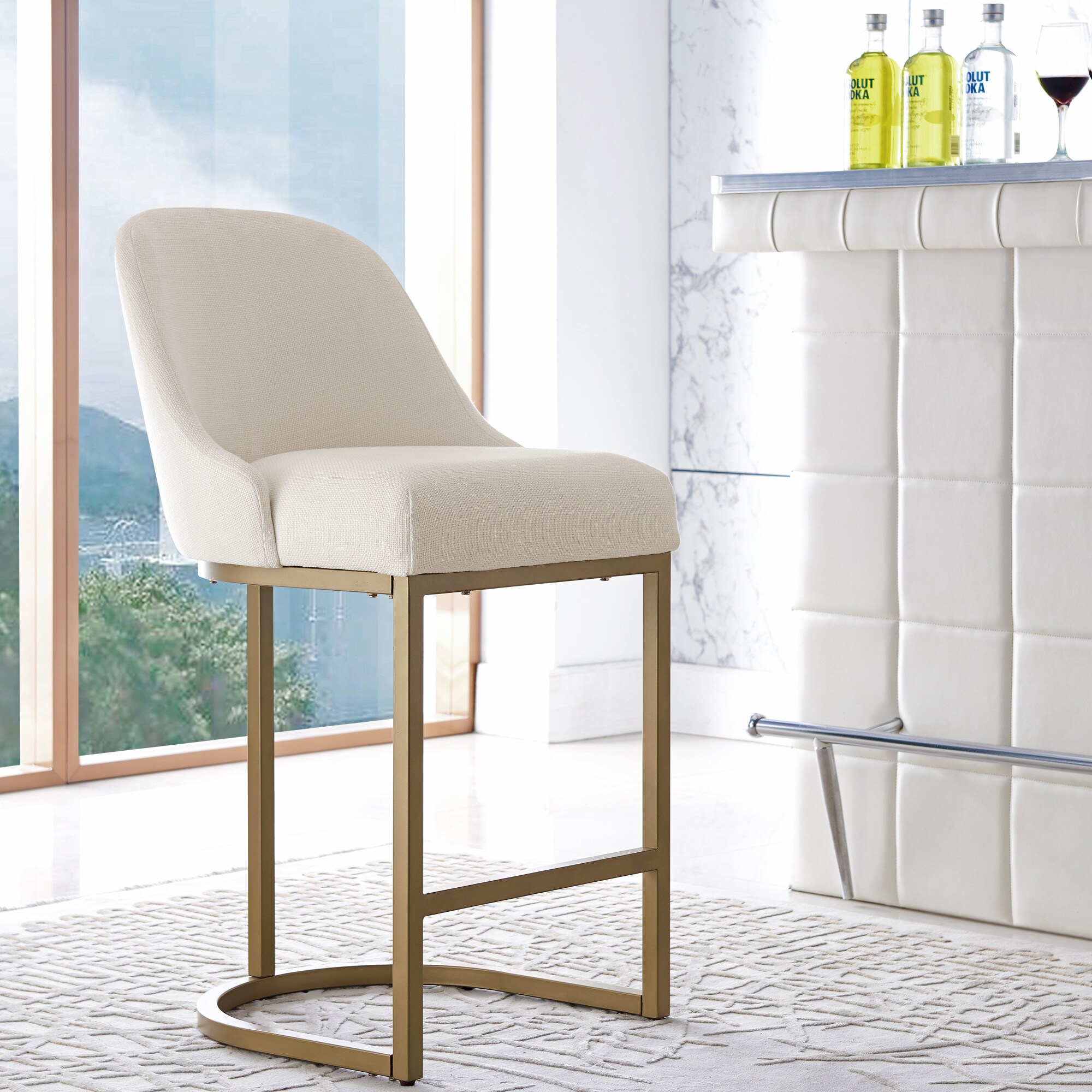 Leick Home Barrelback Stool Set Of 2 White/Gold 26.5-in H Counter ...