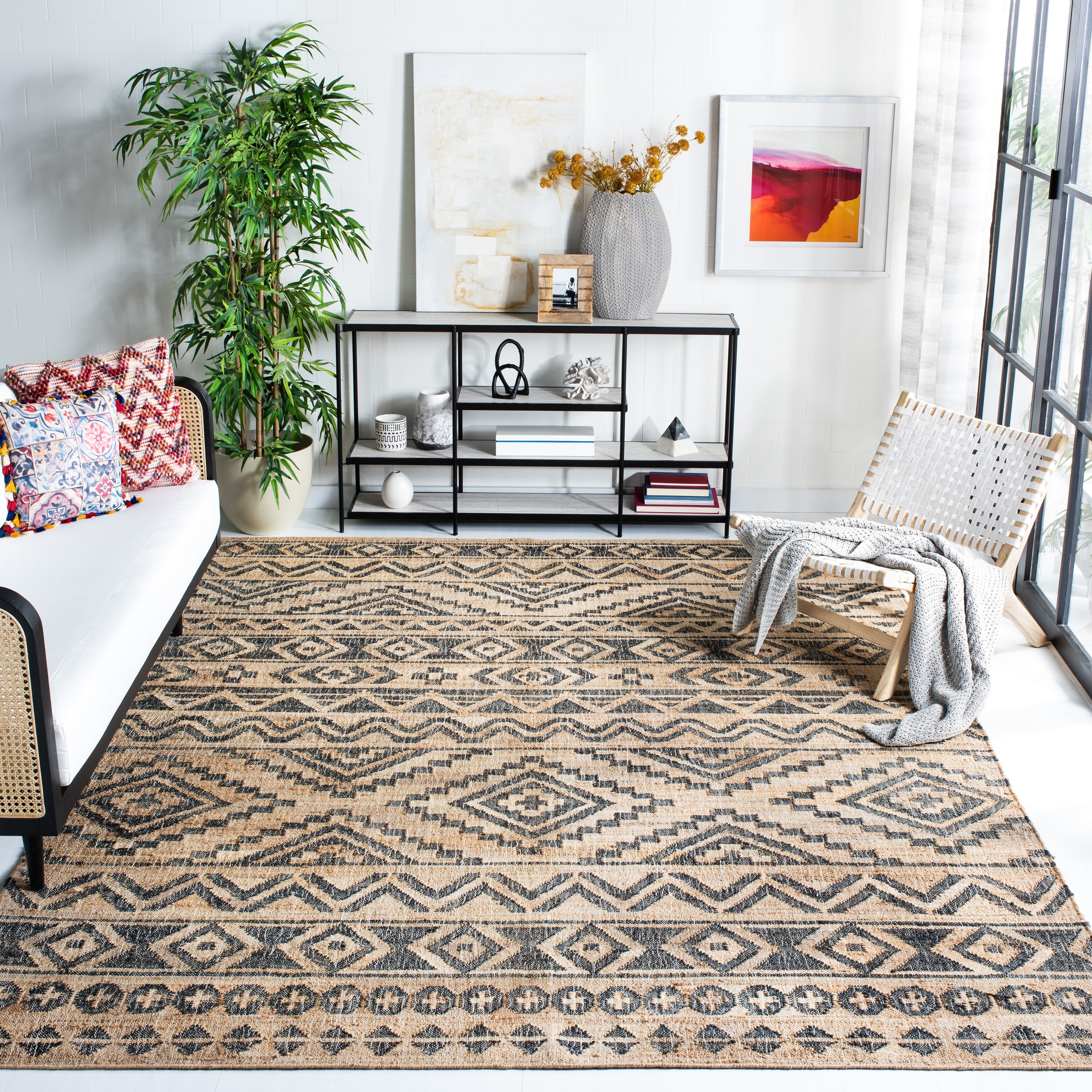 Safavieh Kilim Lilia 10 X 14 (ft) Jute Natural/Charcoal Indoor Tribal  Bohemian/Eclectic Area Rug in the Rugs department at