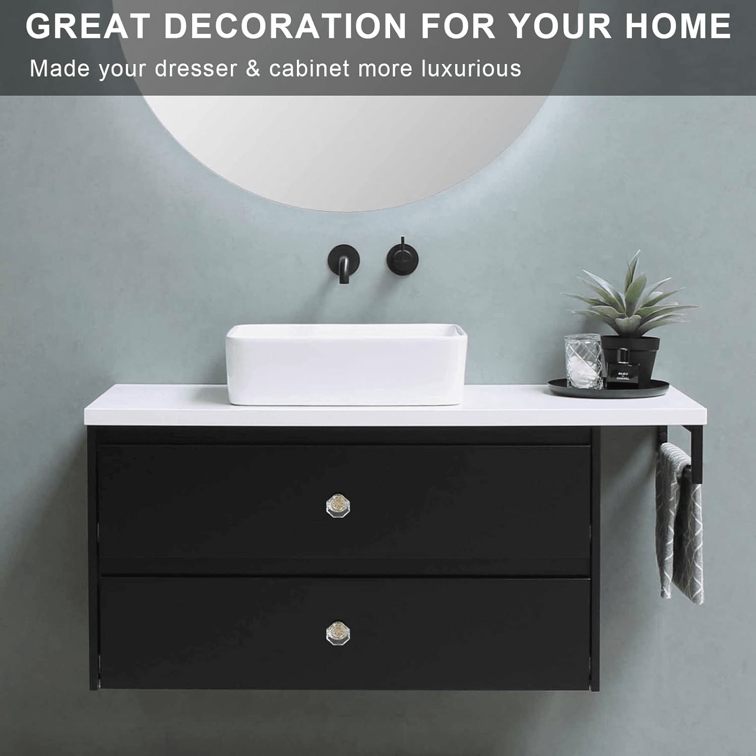 Rbied LSJL-001 10 Pack Clear Crystal with Gold Cabinet Knobs