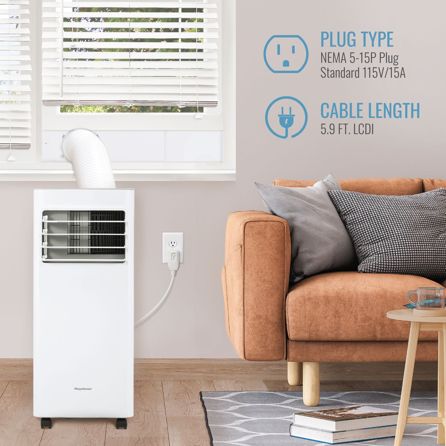 Keystone White Portable Air Conditioner with Remote and Sleep Mode