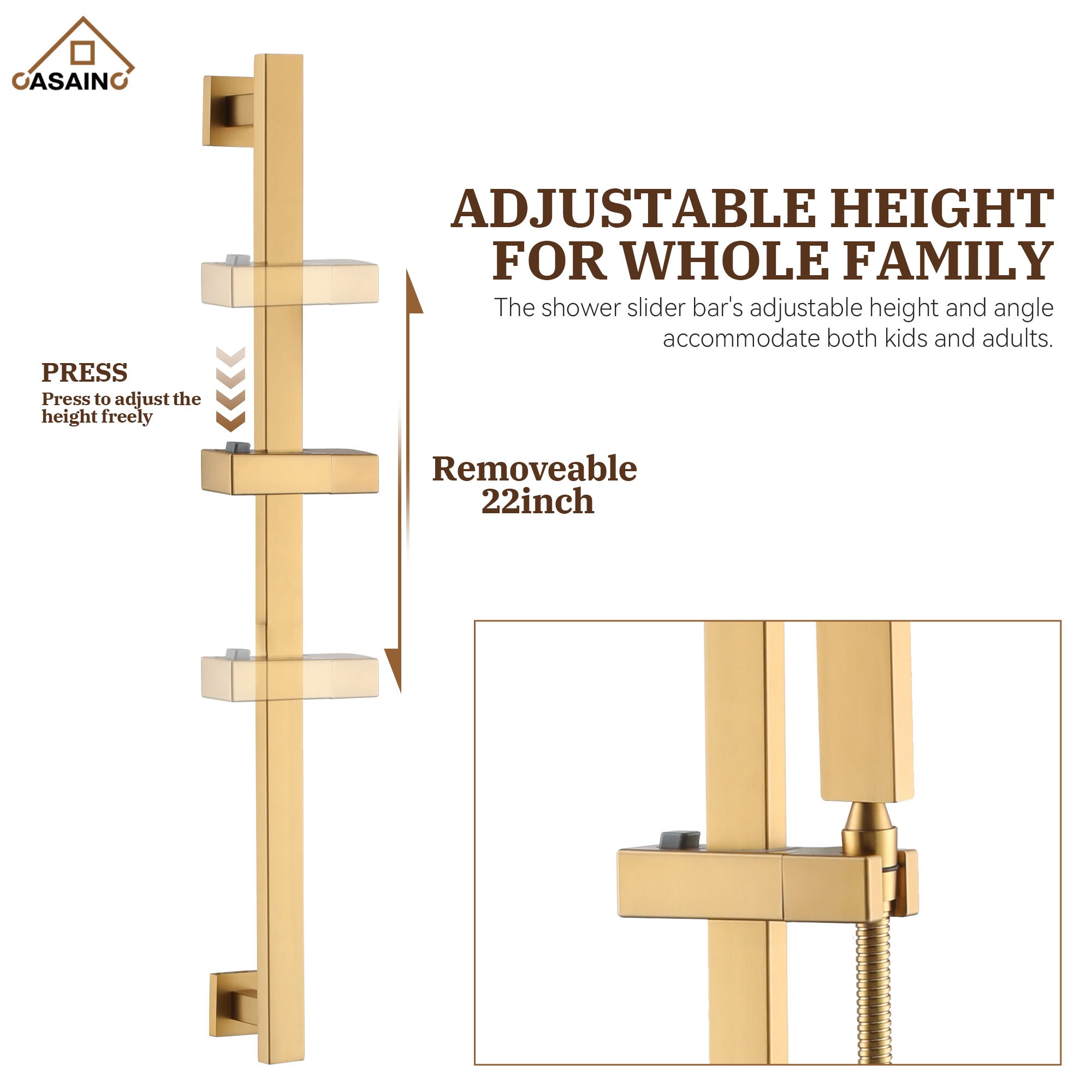 CASAINC M6628-A-10-BG Showerhead-Bar-Panels - View #7