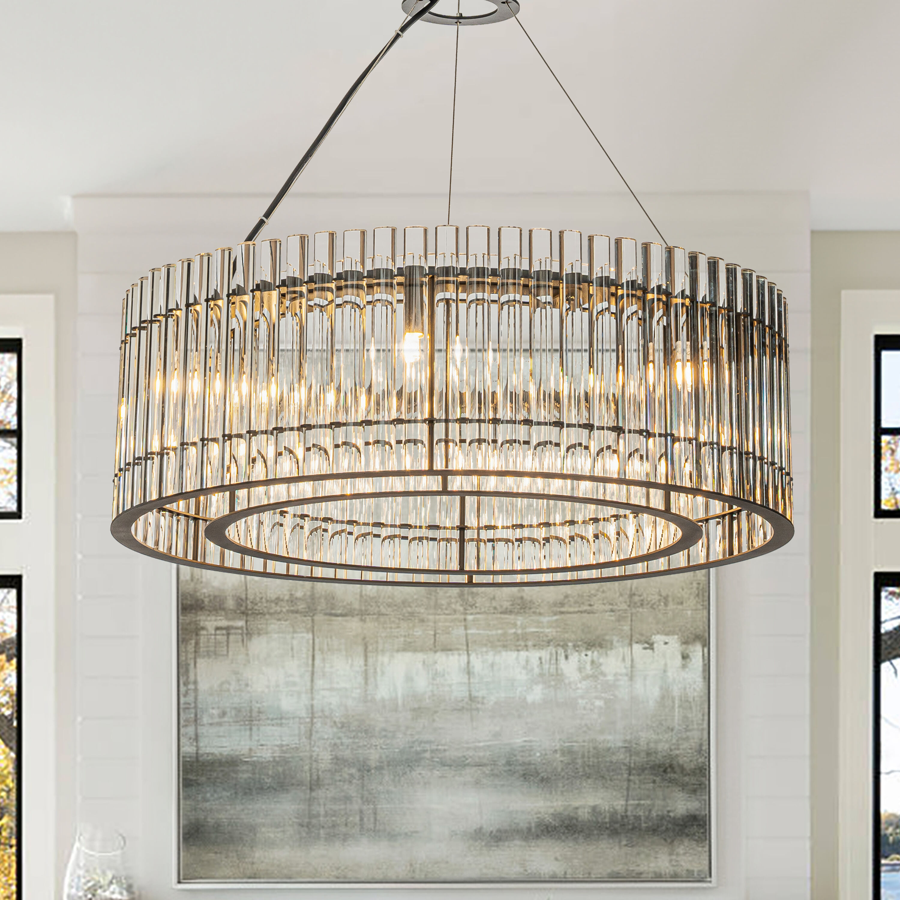 AloaDecor Lighting L7142D60MB01A 6 -Light Matte Black Modern/contemporary For Use in Bedrooms, Dining Rooms, Foyers, Kitchens, Living Rooms Chandelier