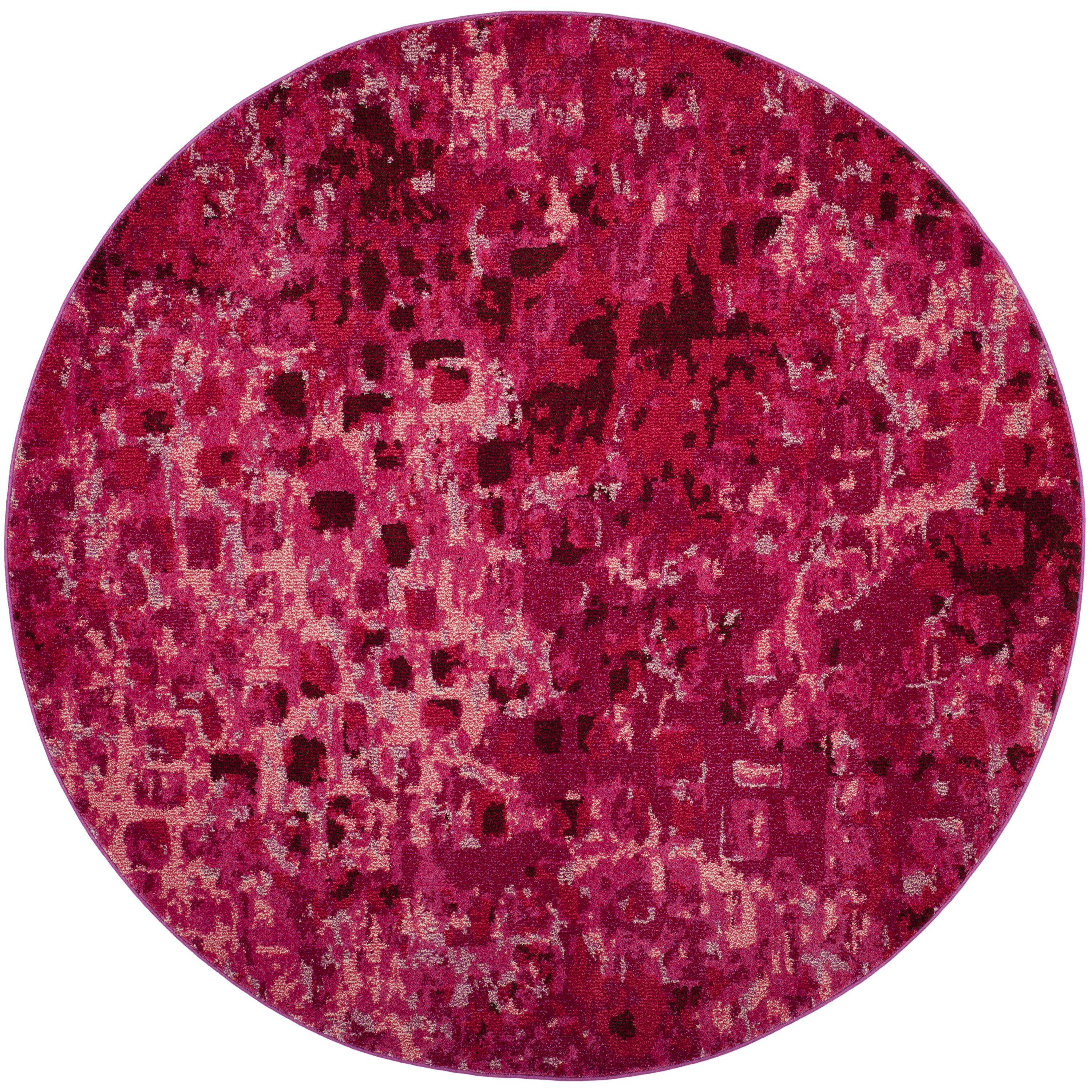 Safavieh MNC225F-7R Monaco Gogh 7 x 7 (ft) Loomed Polypropylene Fuchsia Round Indoor Abstract Bohemian/Eclectic Area rug