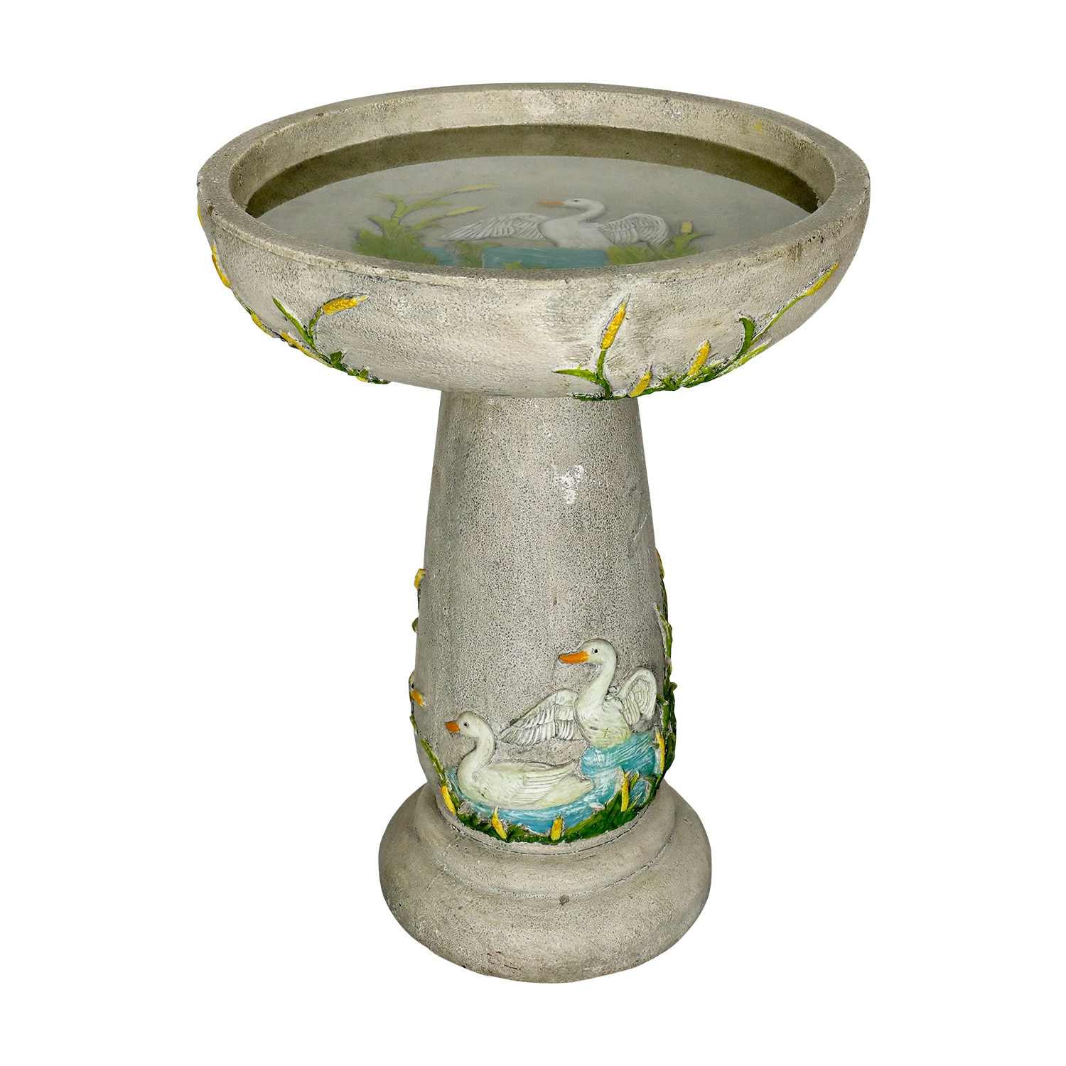 Watnature SJ30018 Outdoor Concrete Birdbaths 22.2-in H Multiple colors Concrete Birdbath bowl