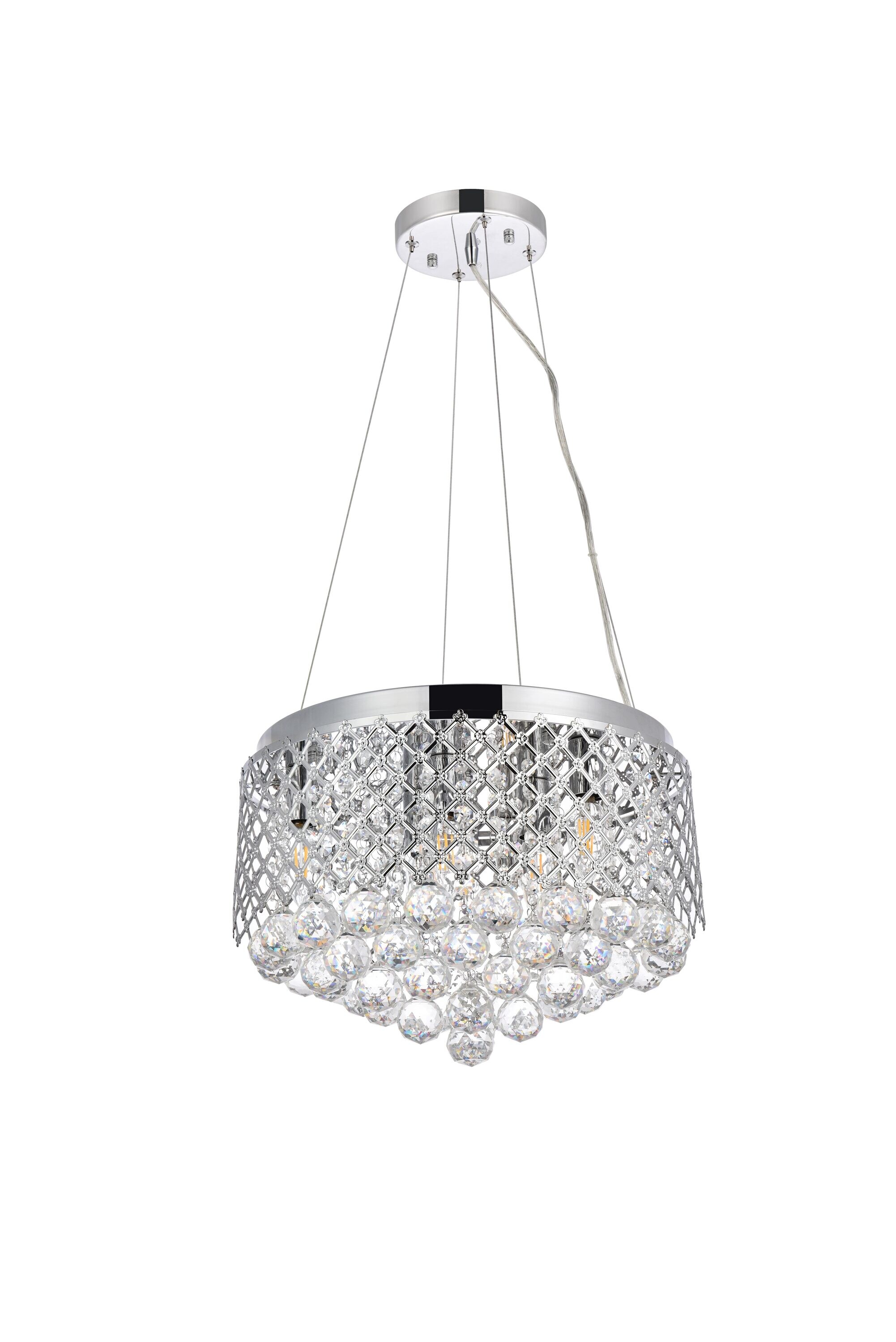 Elegant Chrome and Crystal Round Pendant Light