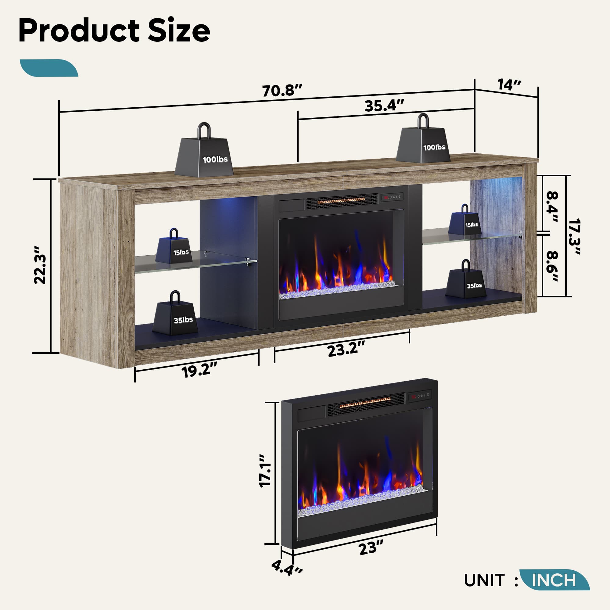 Bestier LOW-L1003180-GRYW2 Electric-Fireplaces - View #4