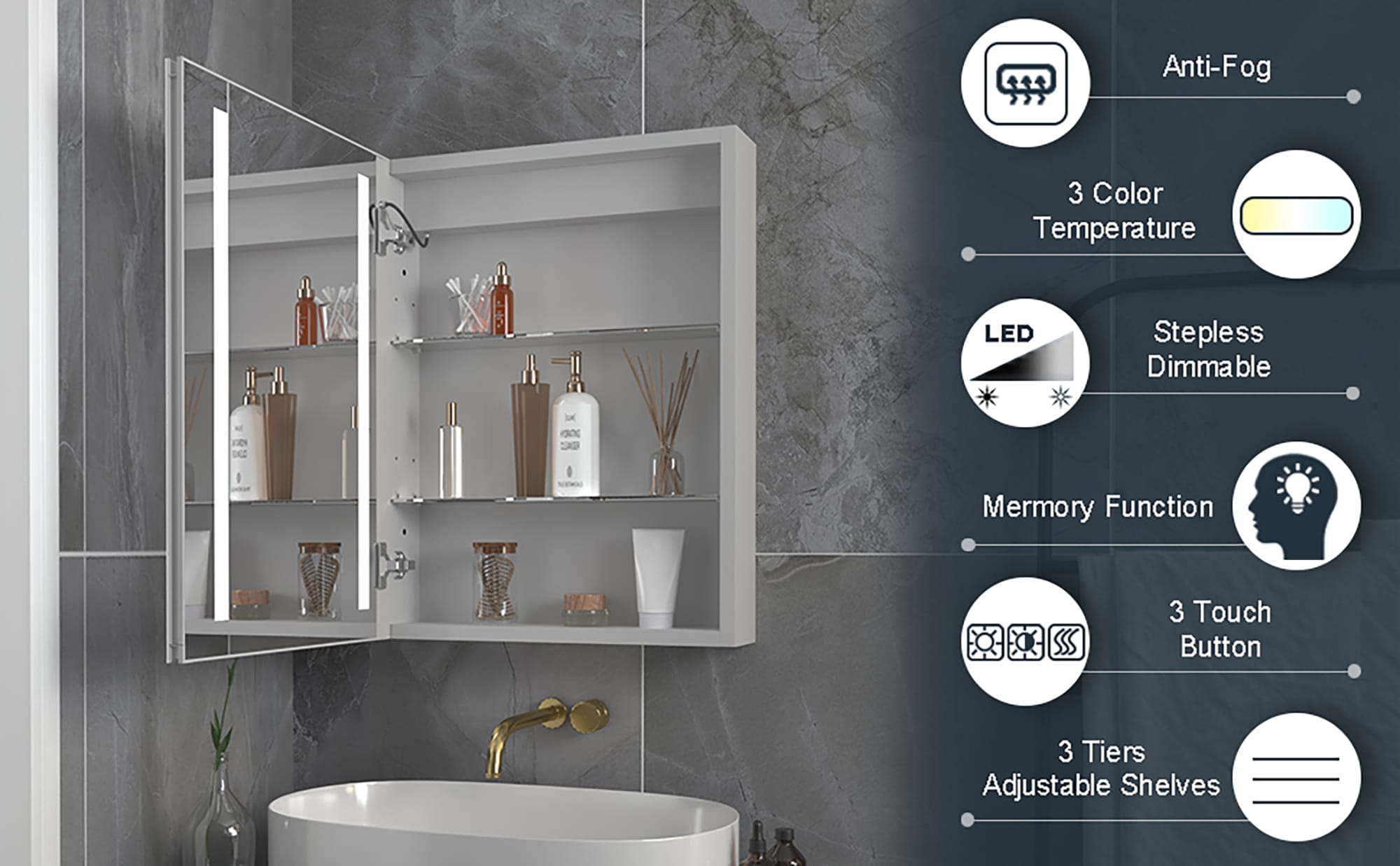Forclover JSEXDHMC2026-L3 Bathroom-Medicine-Cabinets - View #8
