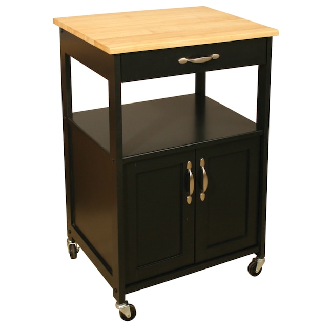 Catskill Craftsmen Black Wood Base with Rubberwood Top Kitchen Cart (23.5-in x 17.5-in x 34.25-in) Catskill Craftsmen Black Wood Base with Rubberwood Top Kitchen Cart (23.5-in x 17.5-in x 34.25-in)