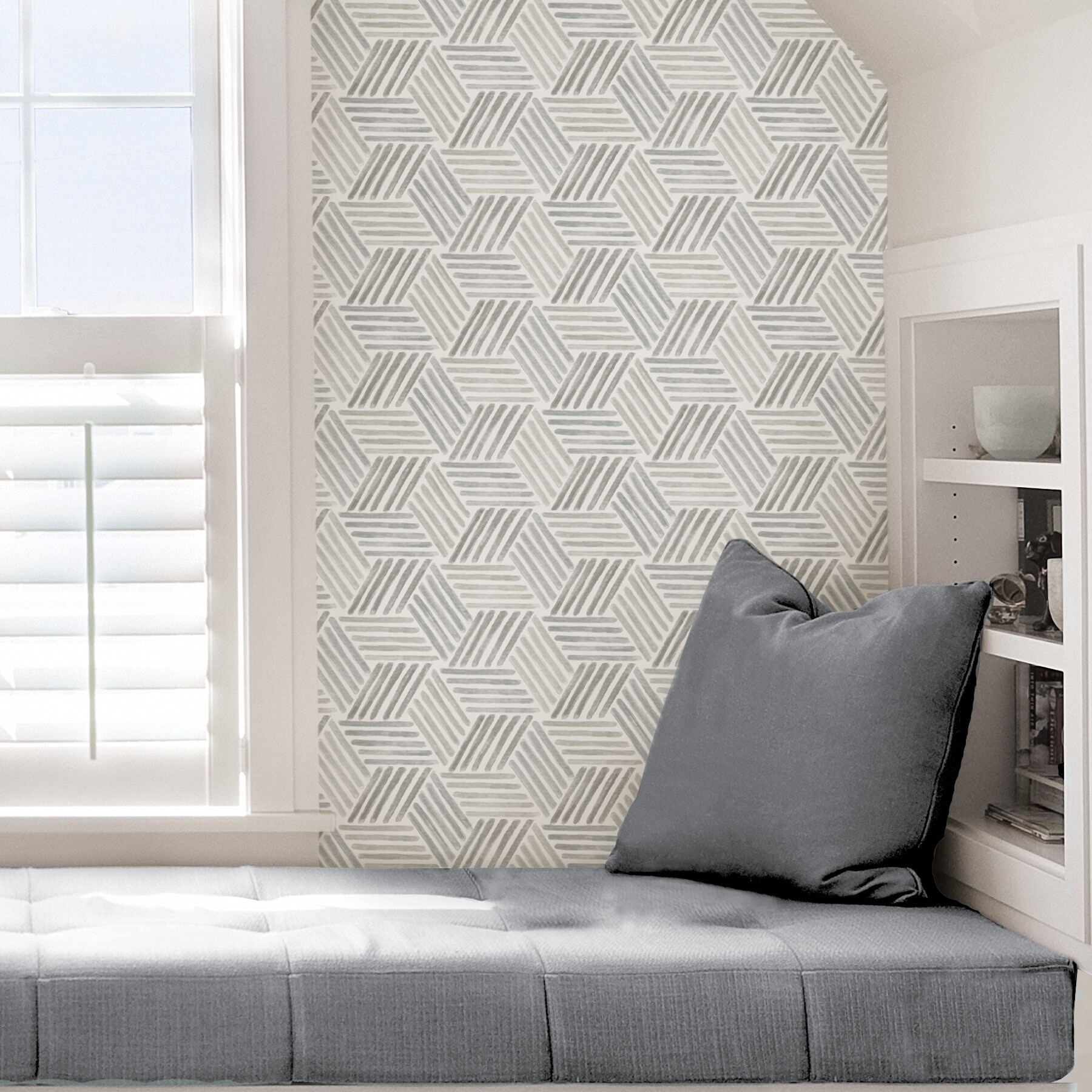 Scott Living 30.75-sq ft Taupe Grey Vinyl Geometric Self-Adhesive Peel ...