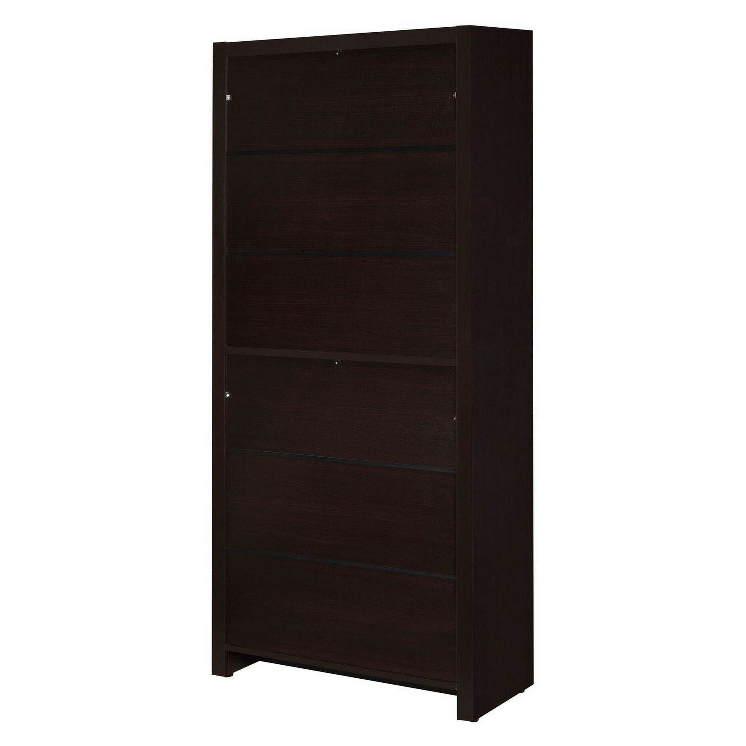 Transitional Solid Wood Bookcase with Shelves and Drawer in Dark Brown